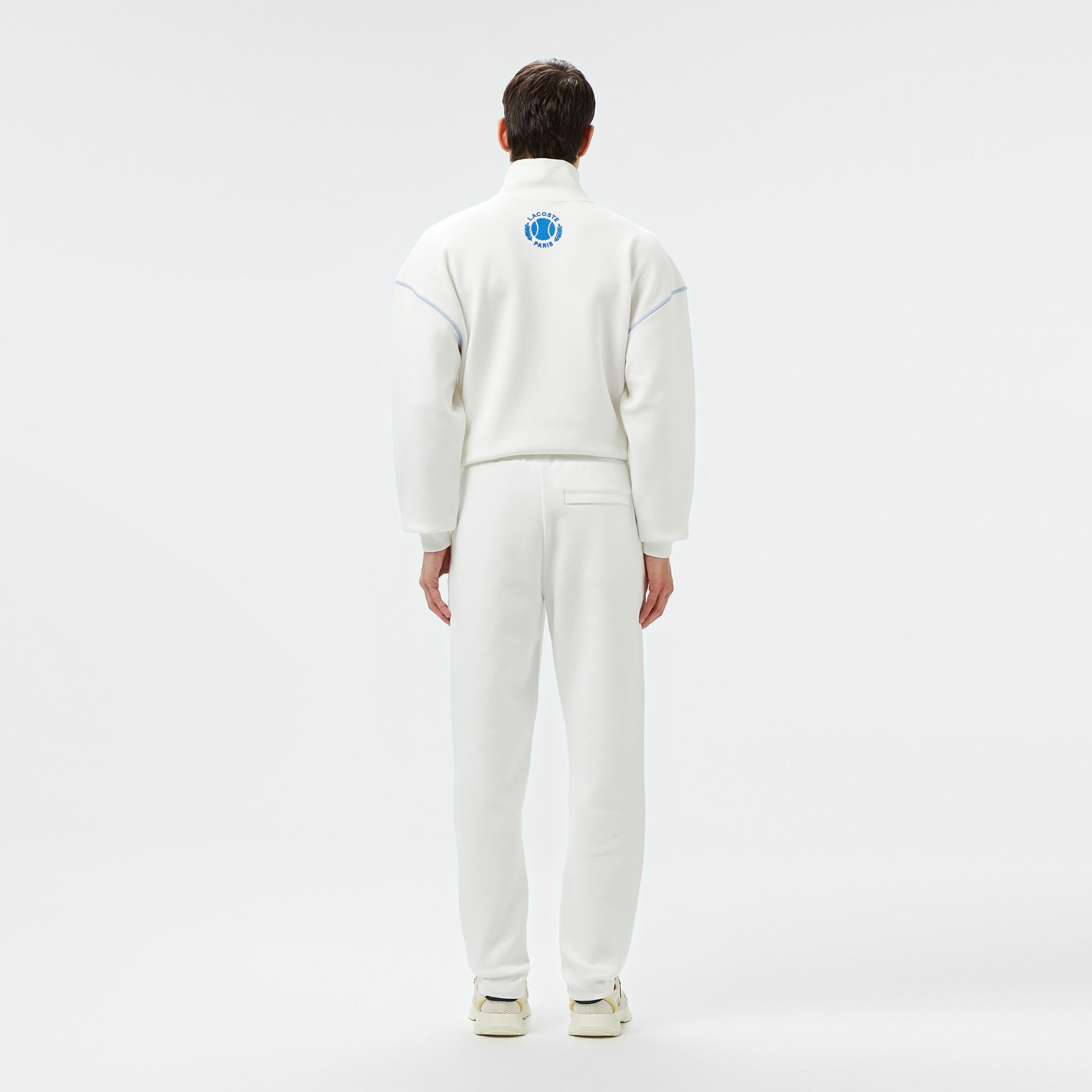 Erkek Tapered Fit Baskılı Beyaz Eşofman Altı