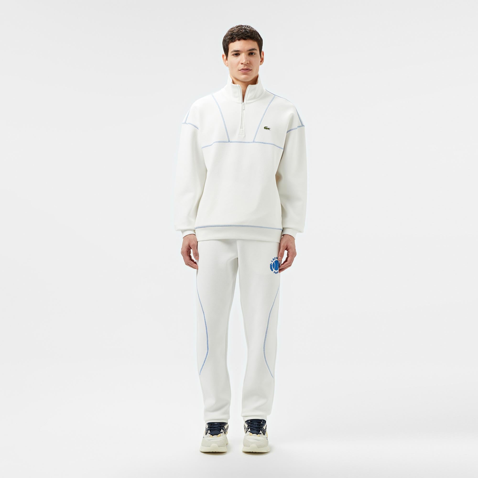 Erkek Tapered Fit Baskılı Beyaz Eşofman Altı