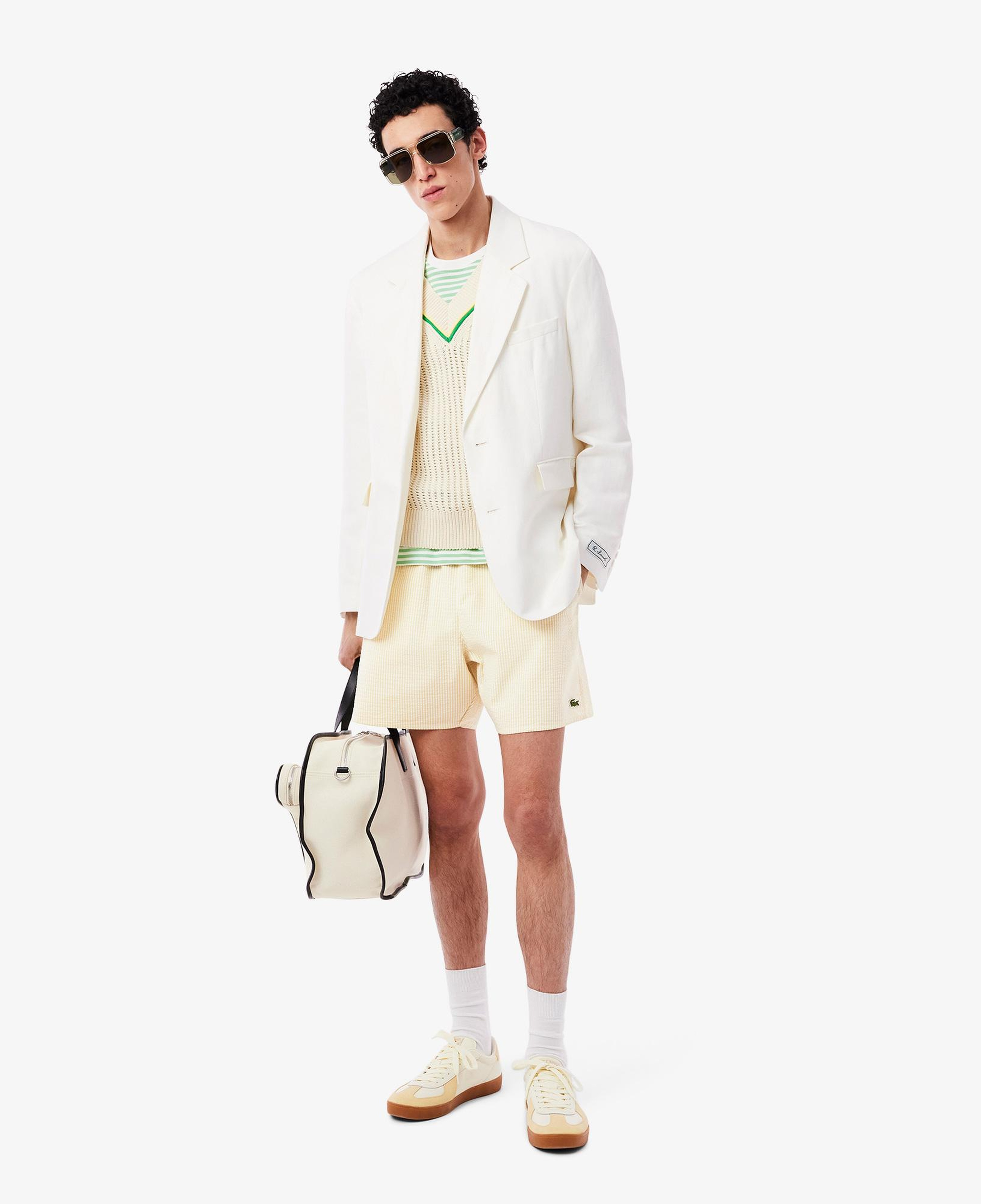 Lacoste Erkek Çizgili Sarı Deniz Şortu