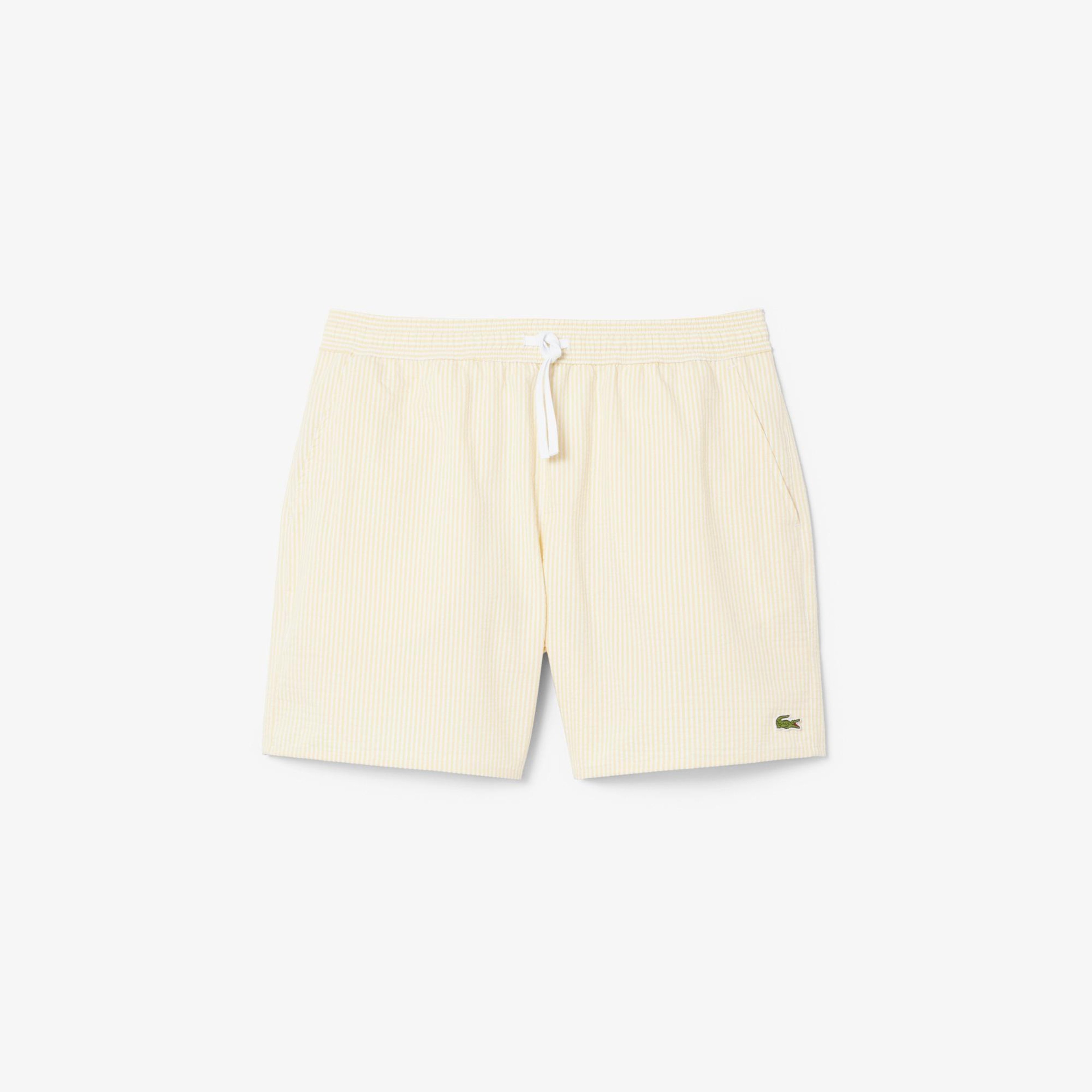 Lacoste Erkek Çizgili Sarı Deniz Şortu