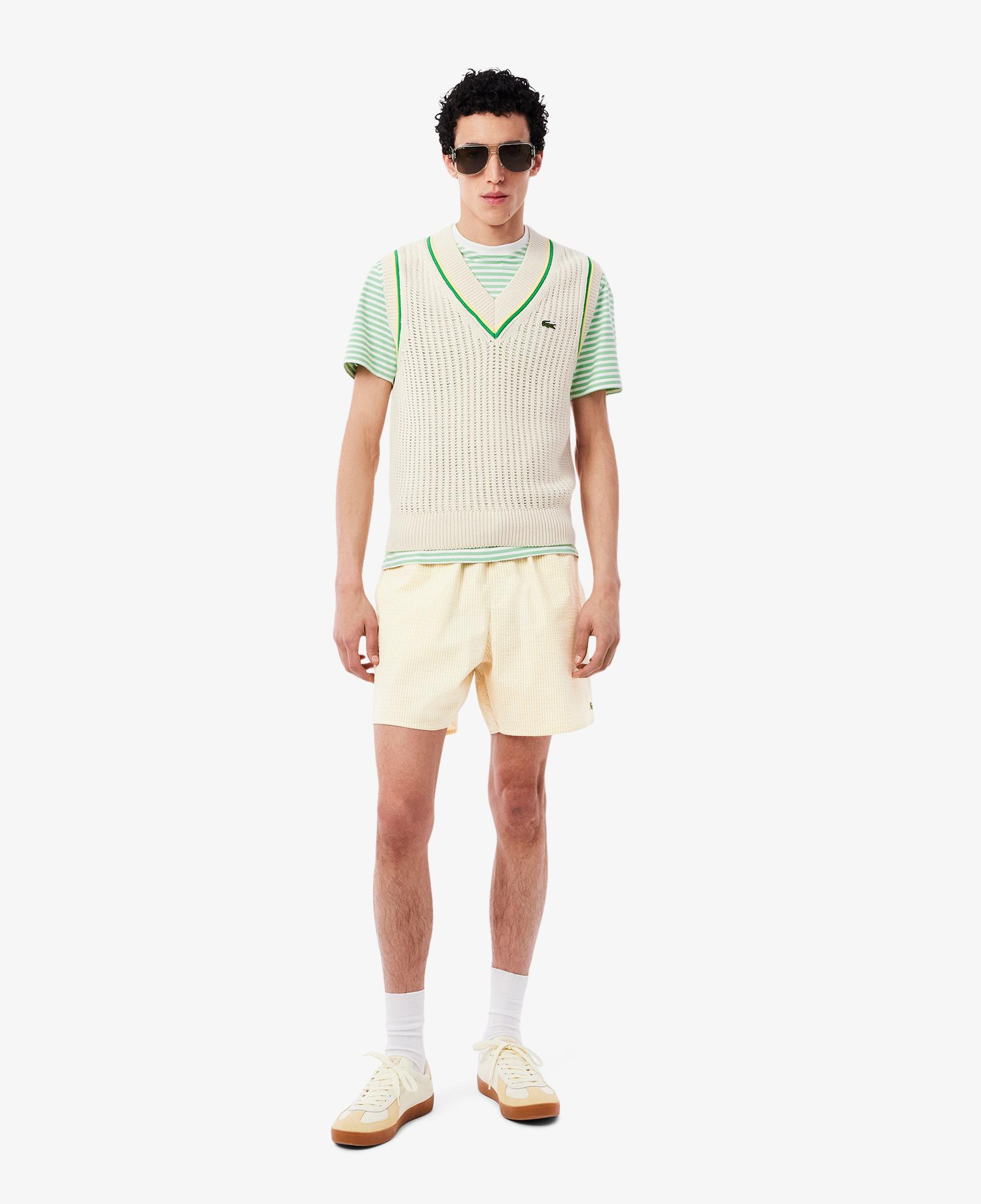 Lacoste Erkek Çizgili Sarı Deniz Şortu