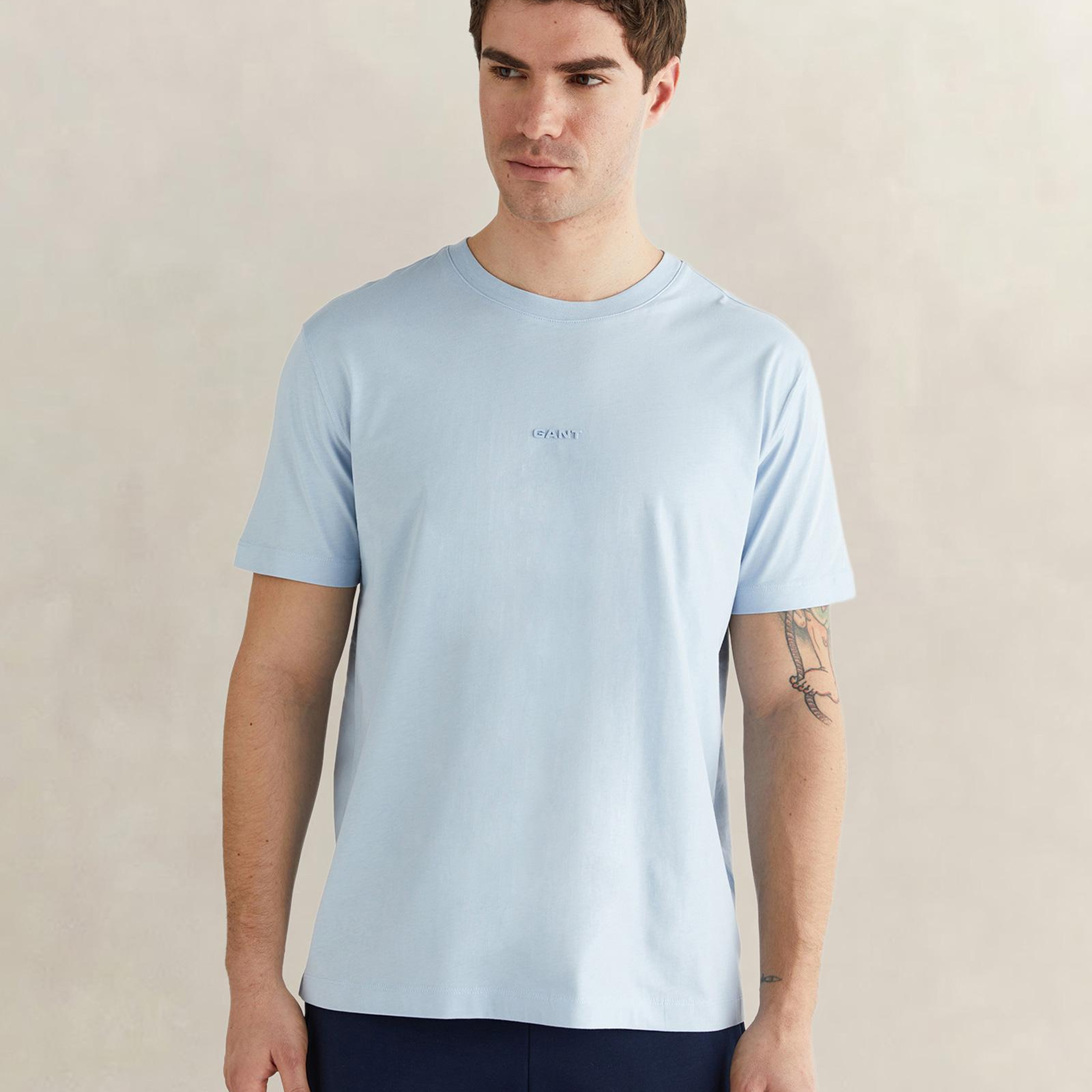 GANT Erkek Mavi Kısa Kollu T-Shirt