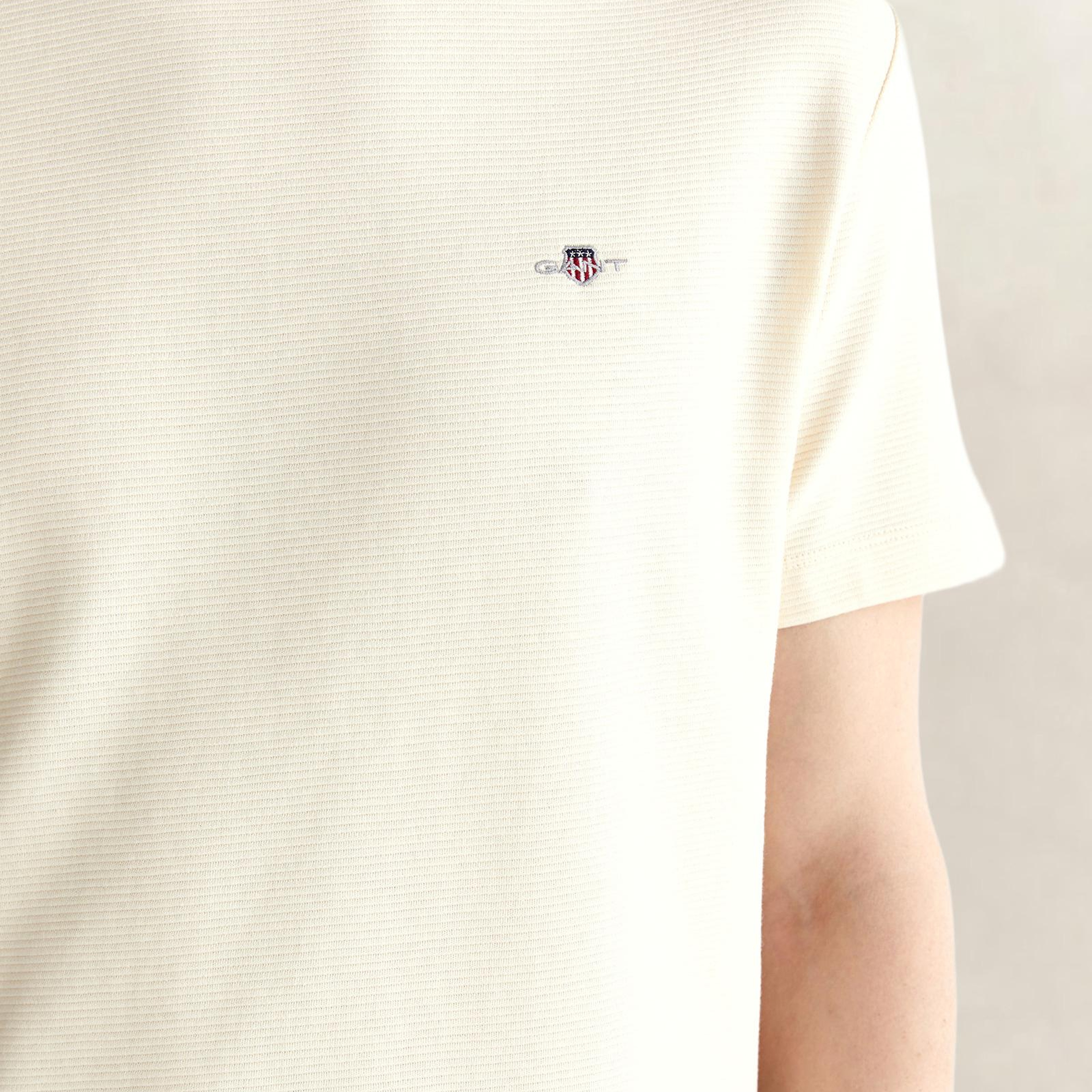 GANT Erkek Krem Bisiklet Yaka Regular Fit Logolu T-Shirt