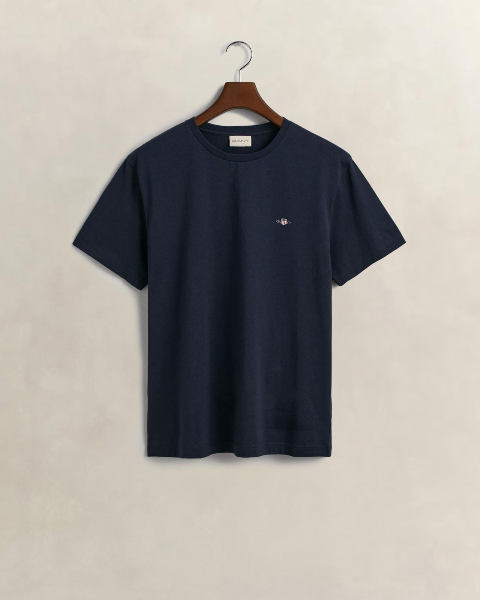 GANT Erkek Lacivert Bisiklet Yaka Regular Fit Logolu T-Shirt