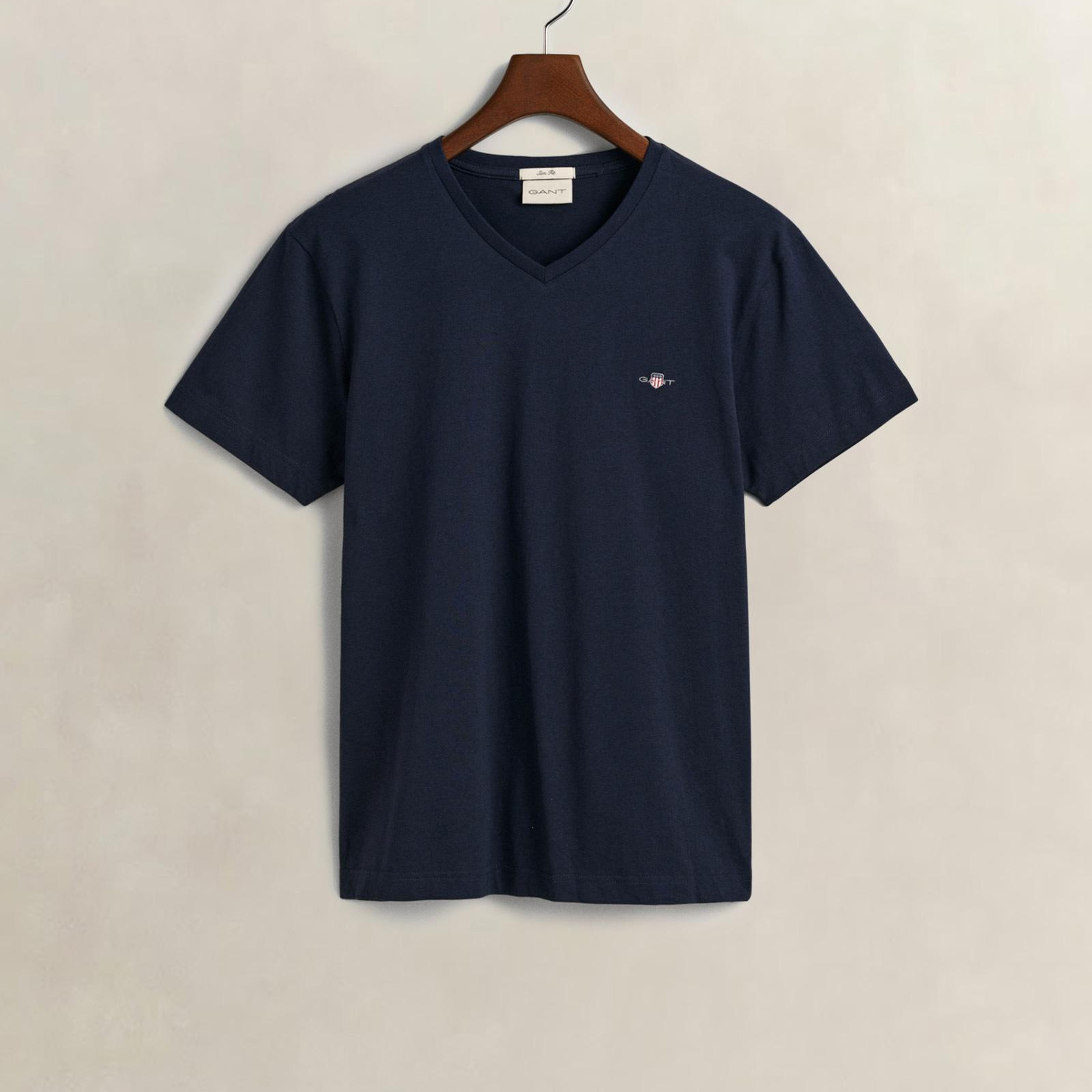 GANT Erkek Lacivert Slim Fit V Yaka T-Shirt