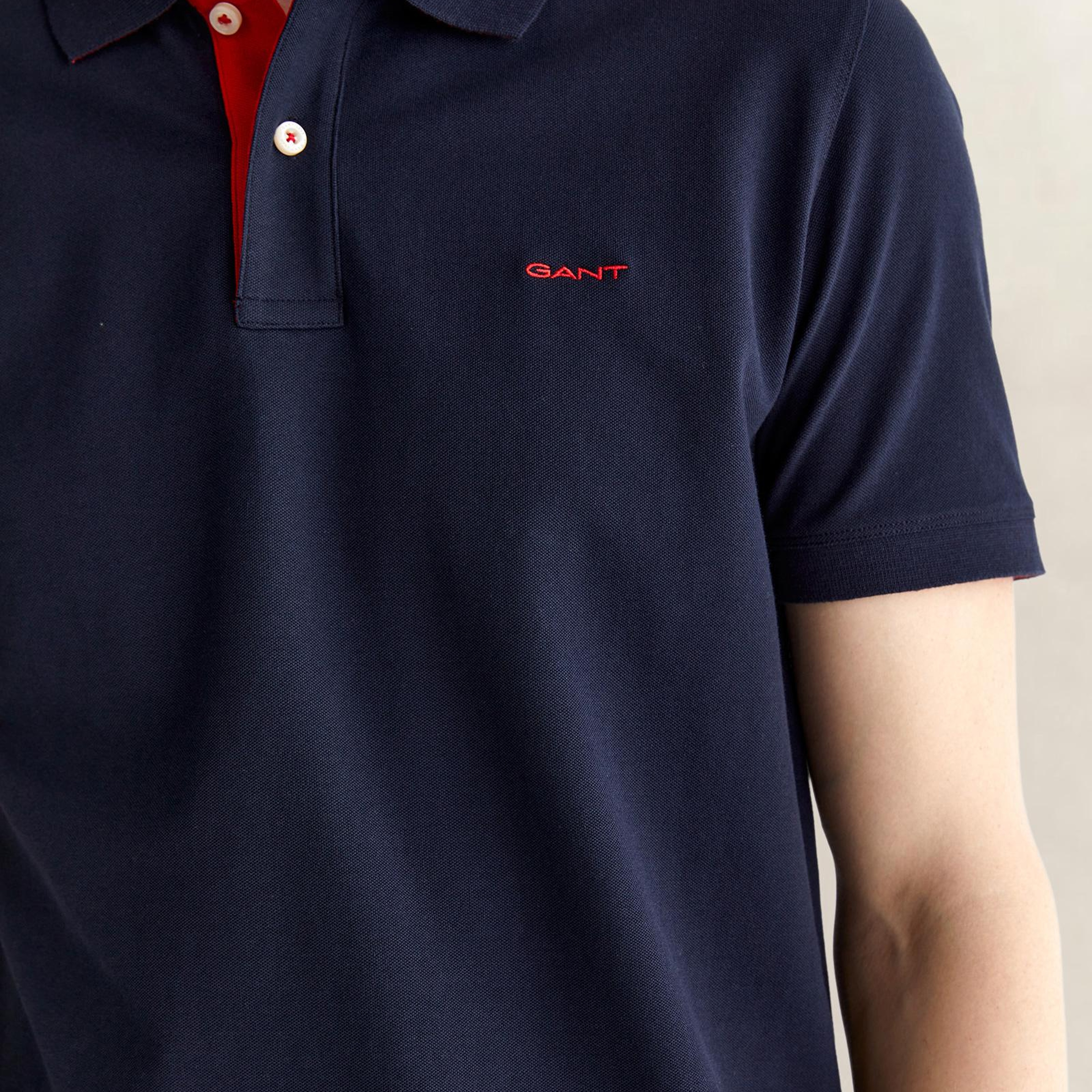 GANT Erkek Lacivert Regular Fit Polo Yaka T-Shirt
