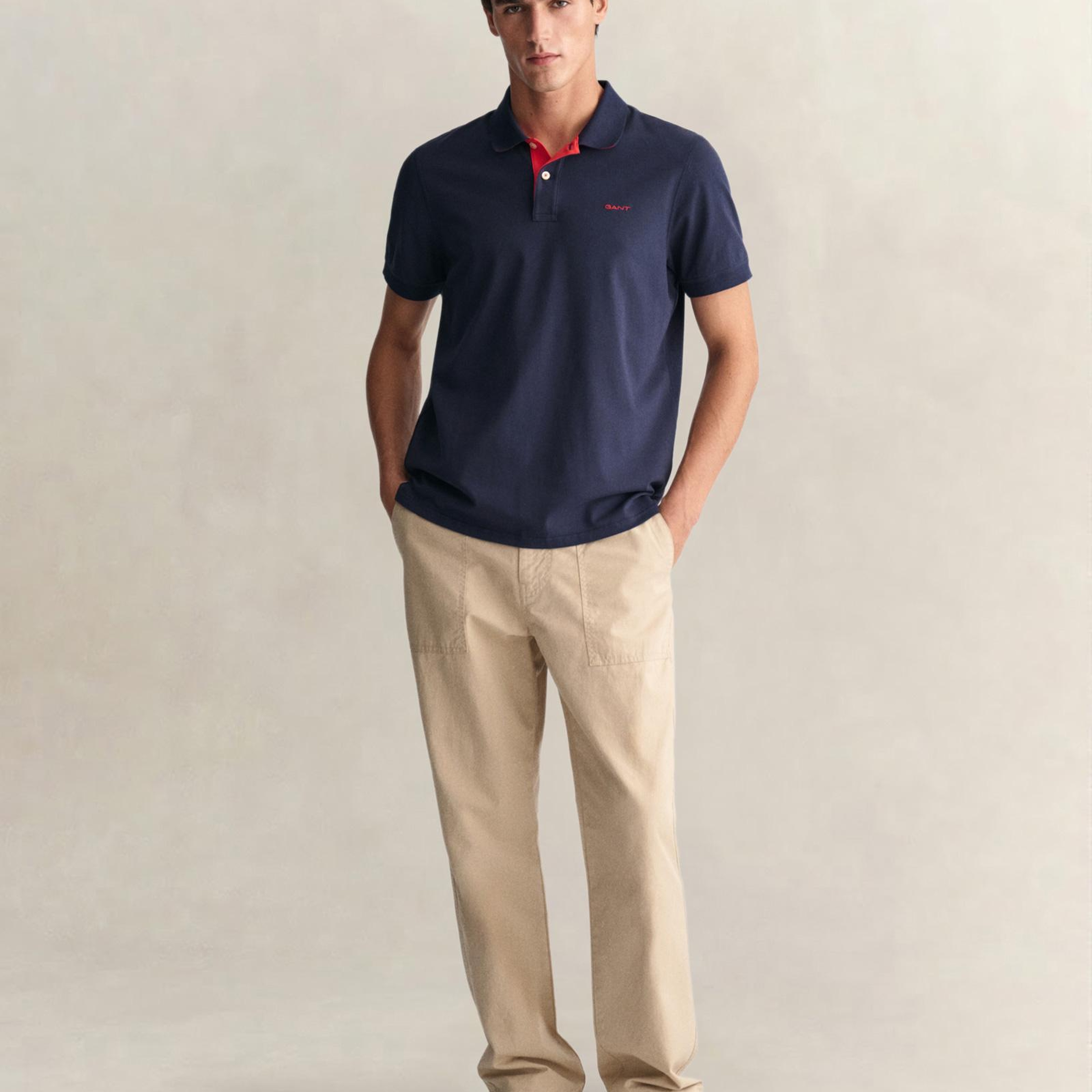 GANT Erkek Lacivert Regular Fit Polo Yaka T-Shirt