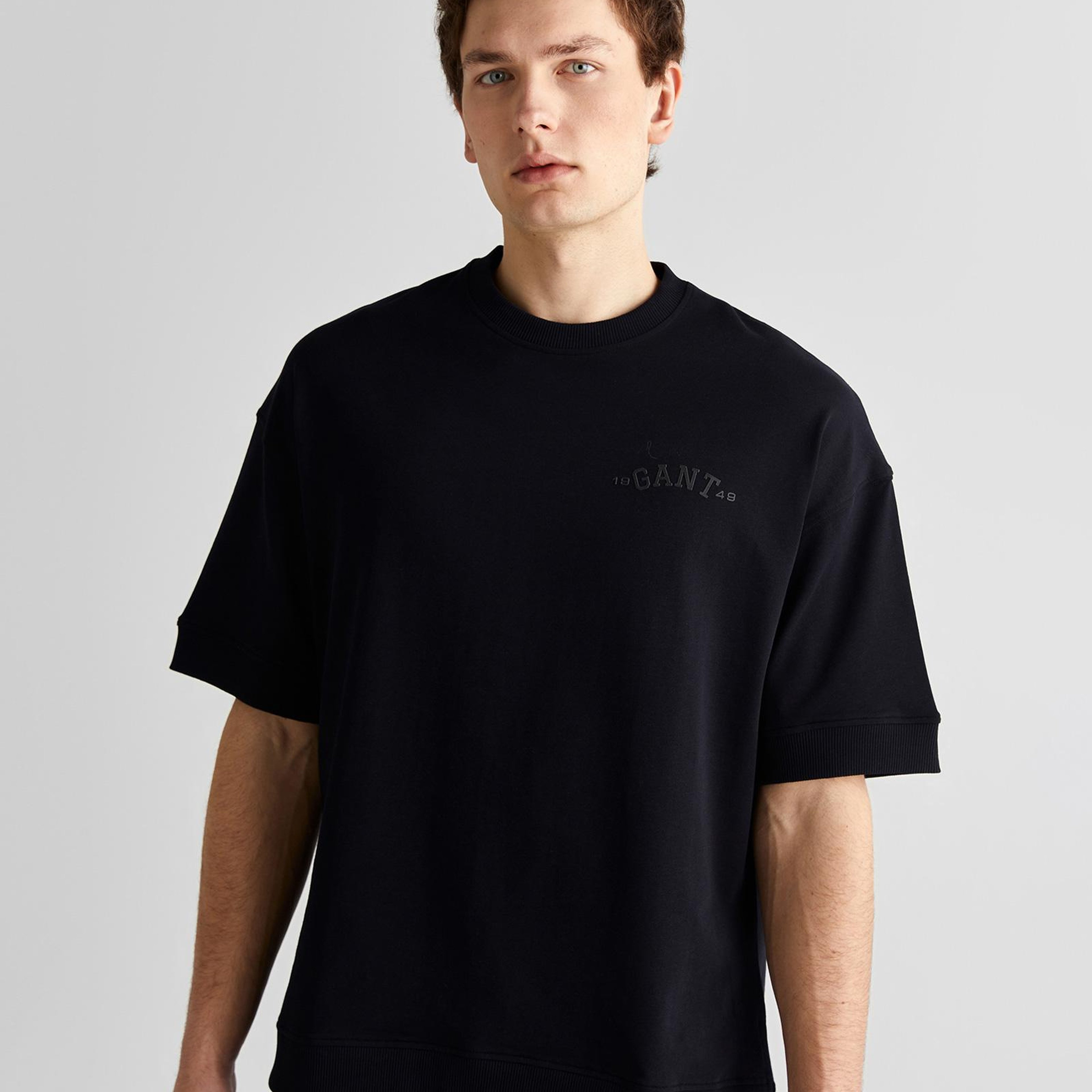 GANT Erkek Siyah Orijinal Fit Bisiklet Yaka Logolu T-Shirt