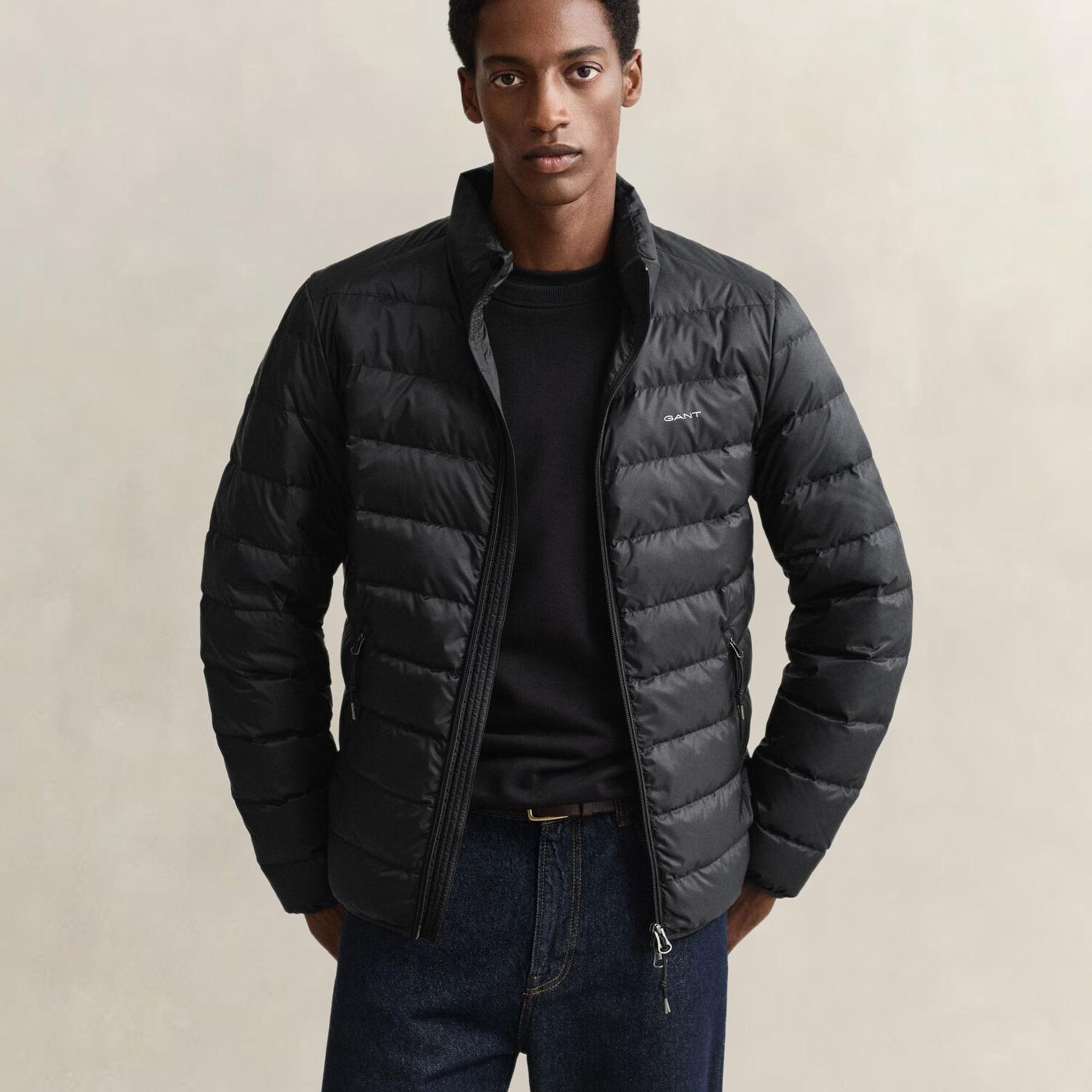 GANT Erkek Siyah Regular Fit Dik Yaka Kaz Tüyü Mont