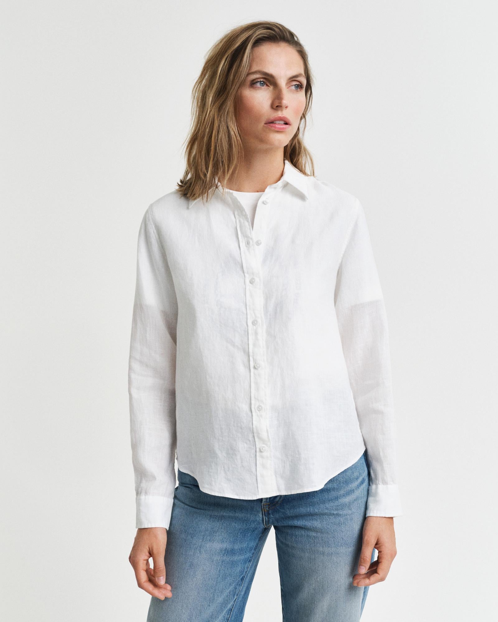 GANT Kadın Beyaz Regular Fit Klasik Yaka Gömlek
