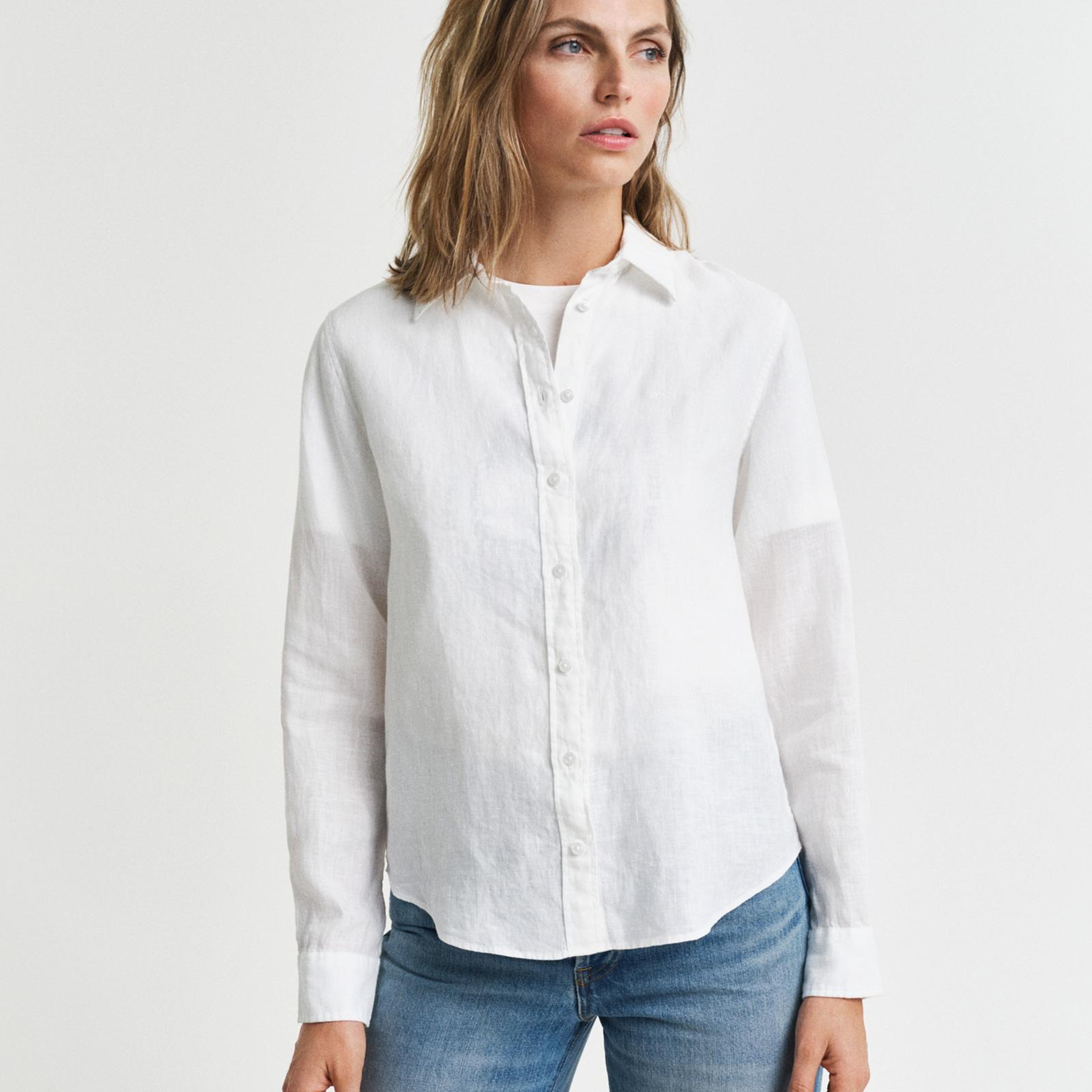 GANT Kadın Beyaz Regular Fit Klasik Yaka Gömlek