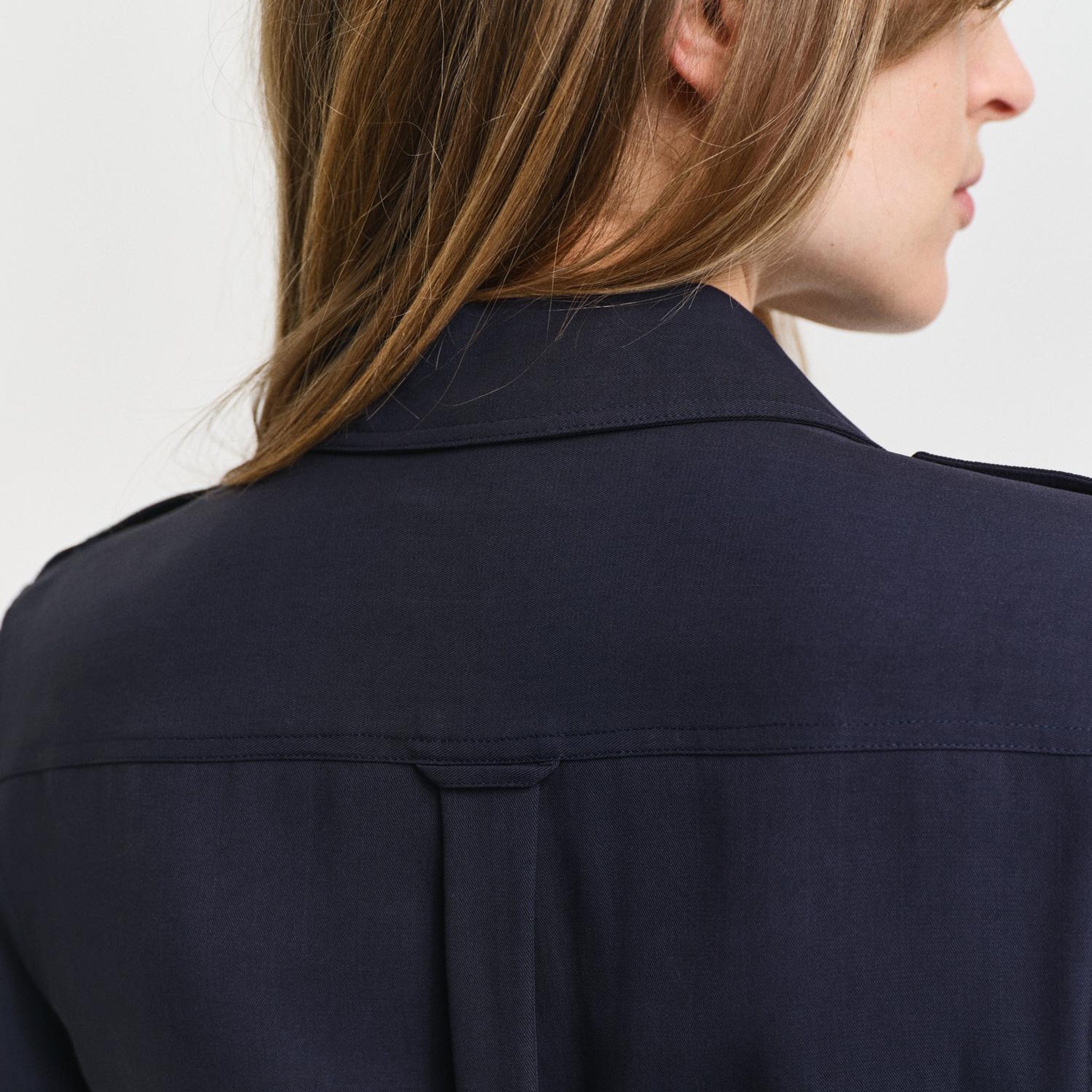 GANT Kadın Lacivert Regular Fit Düğmeli Yaka Elbise