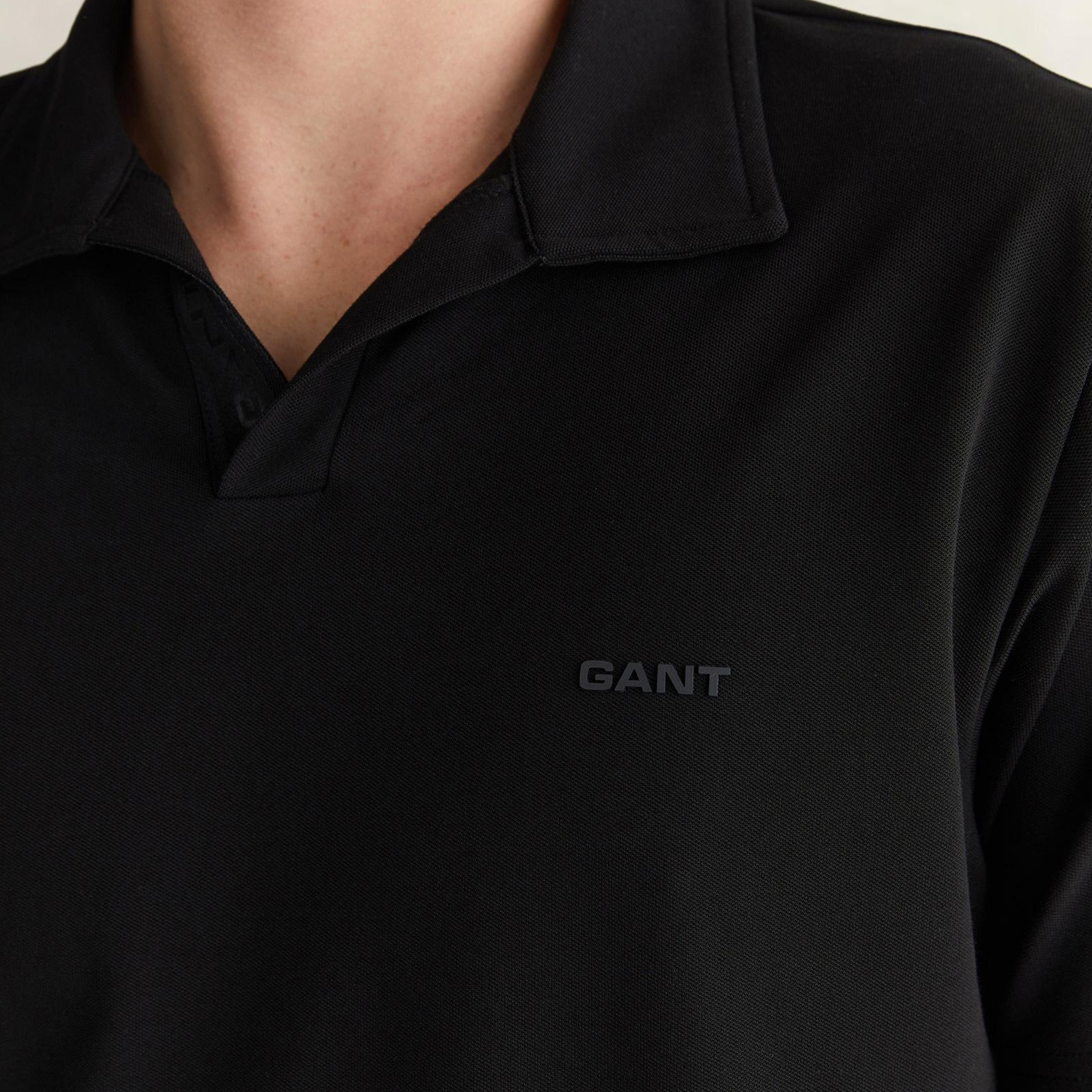 GANT Erkek Siyah Regular Fit Polo Yaka T-Shirt