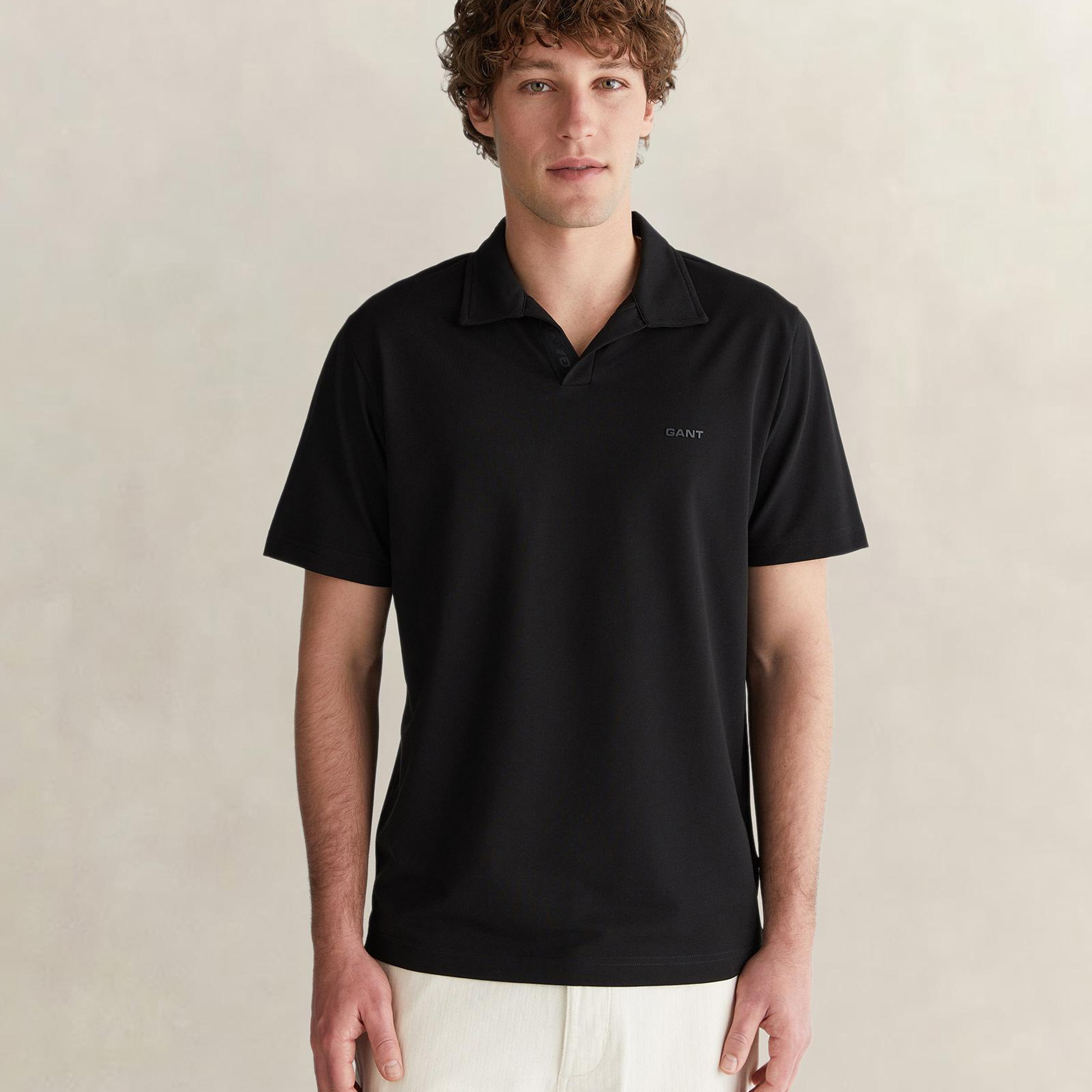 GANT Erkek Siyah Regular Fit Polo Yaka T-Shirt