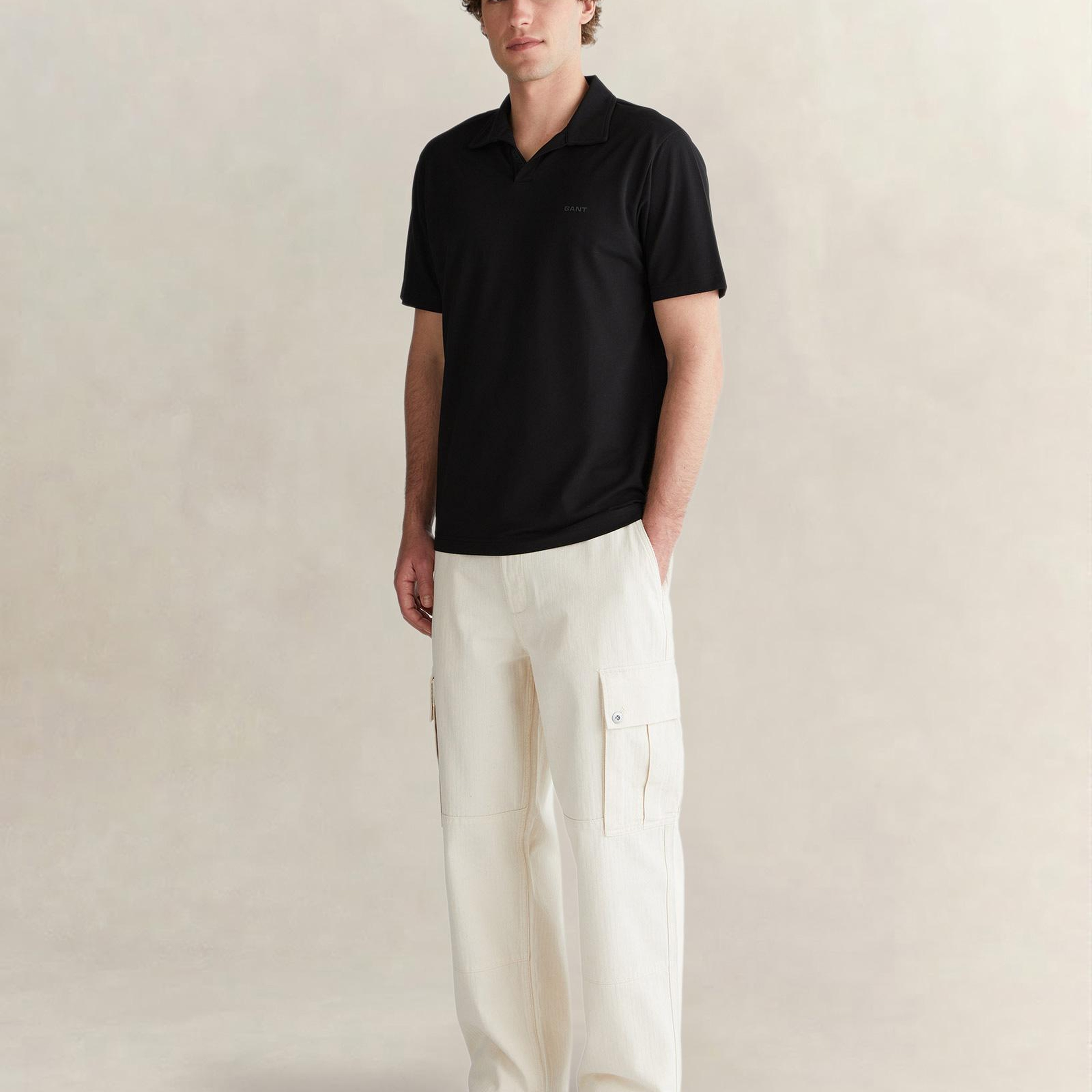GANT Erkek Siyah Regular Fit Polo Yaka T-Shirt