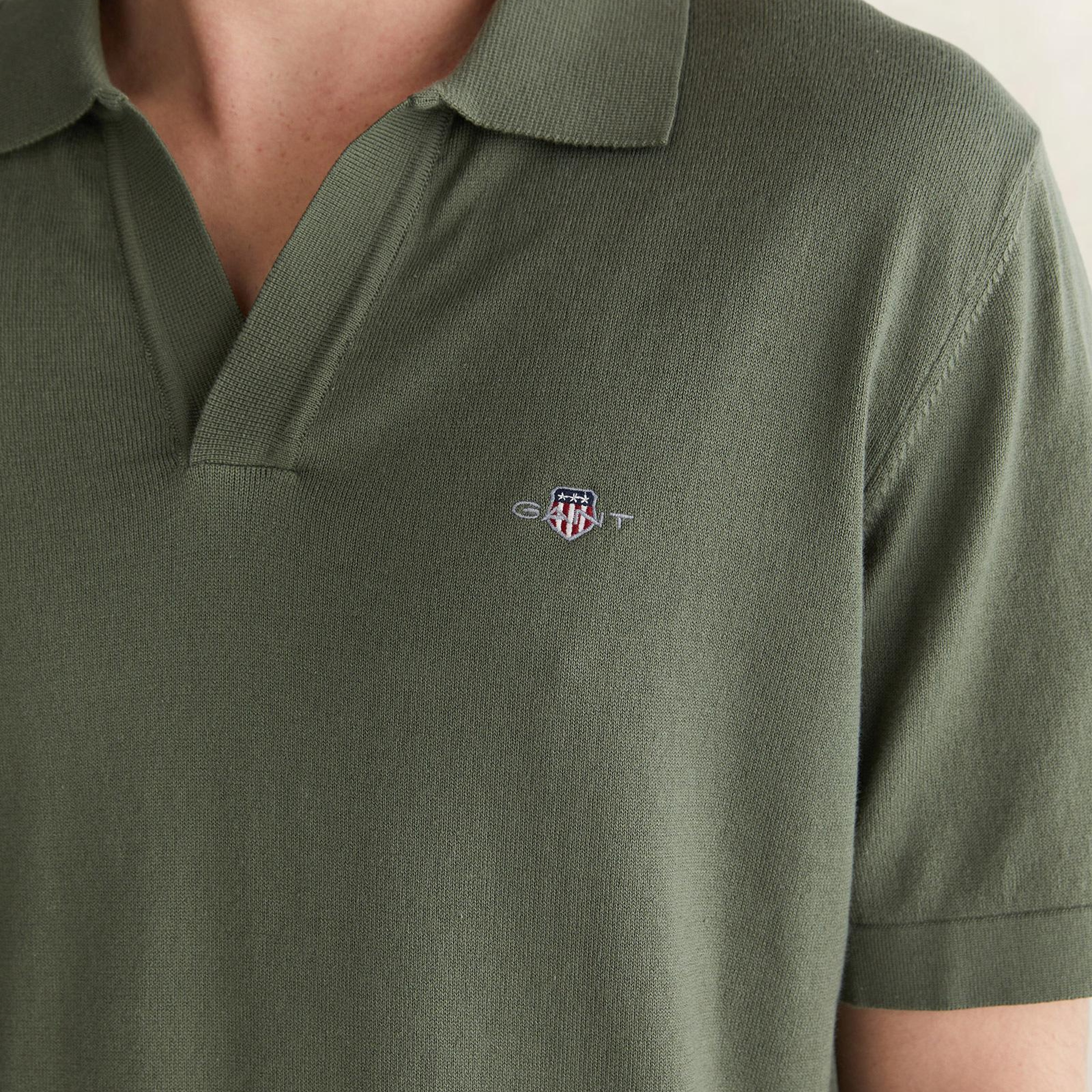 GANT Erkek Yeşil Regular Fit Polo Yaka Kısa Kollu Triko