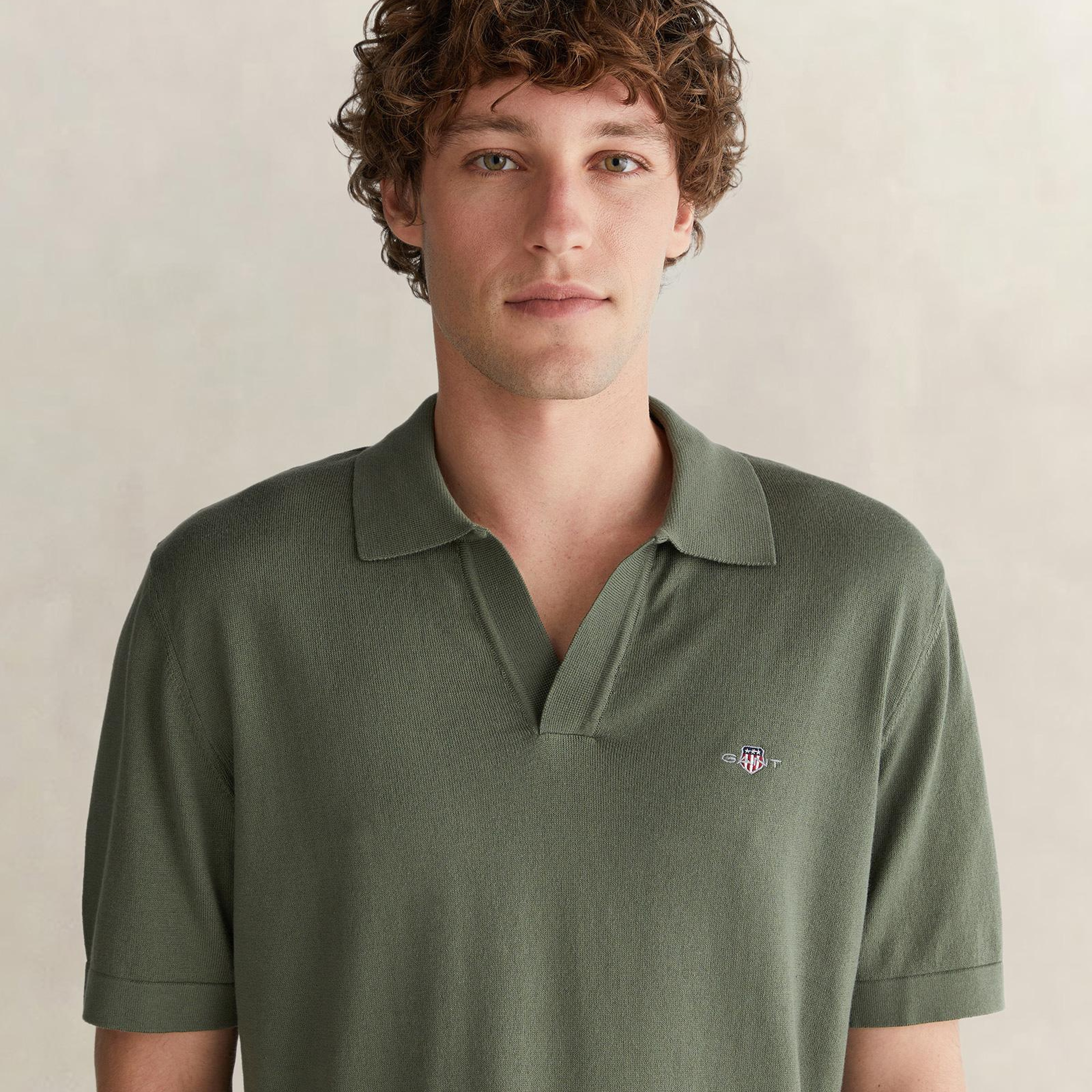 GANT Erkek Yeşil Regular Fit Polo Yaka Kısa Kollu Triko