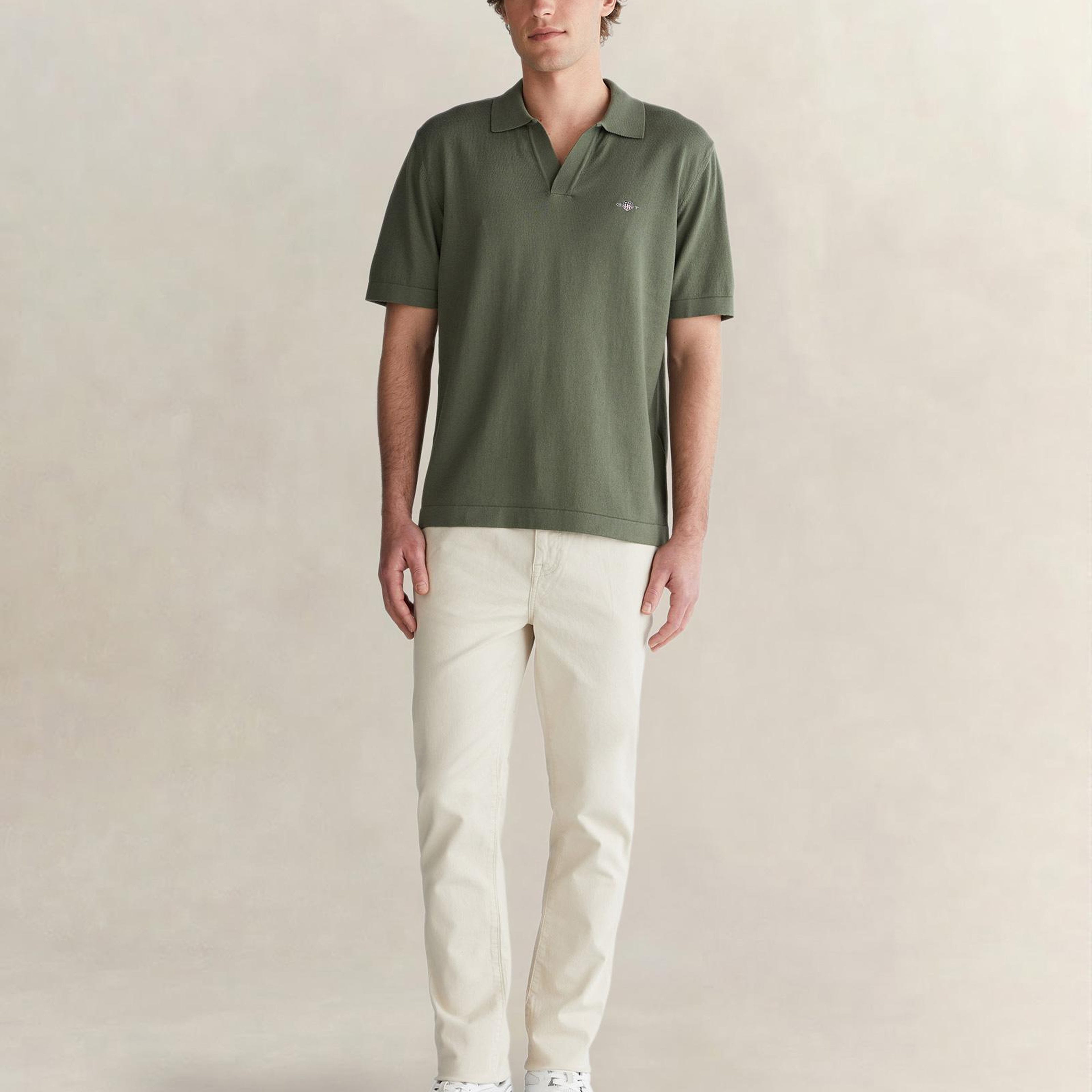 GANT Erkek Yeşil Regular Fit Polo Yaka Kısa Kollu Triko