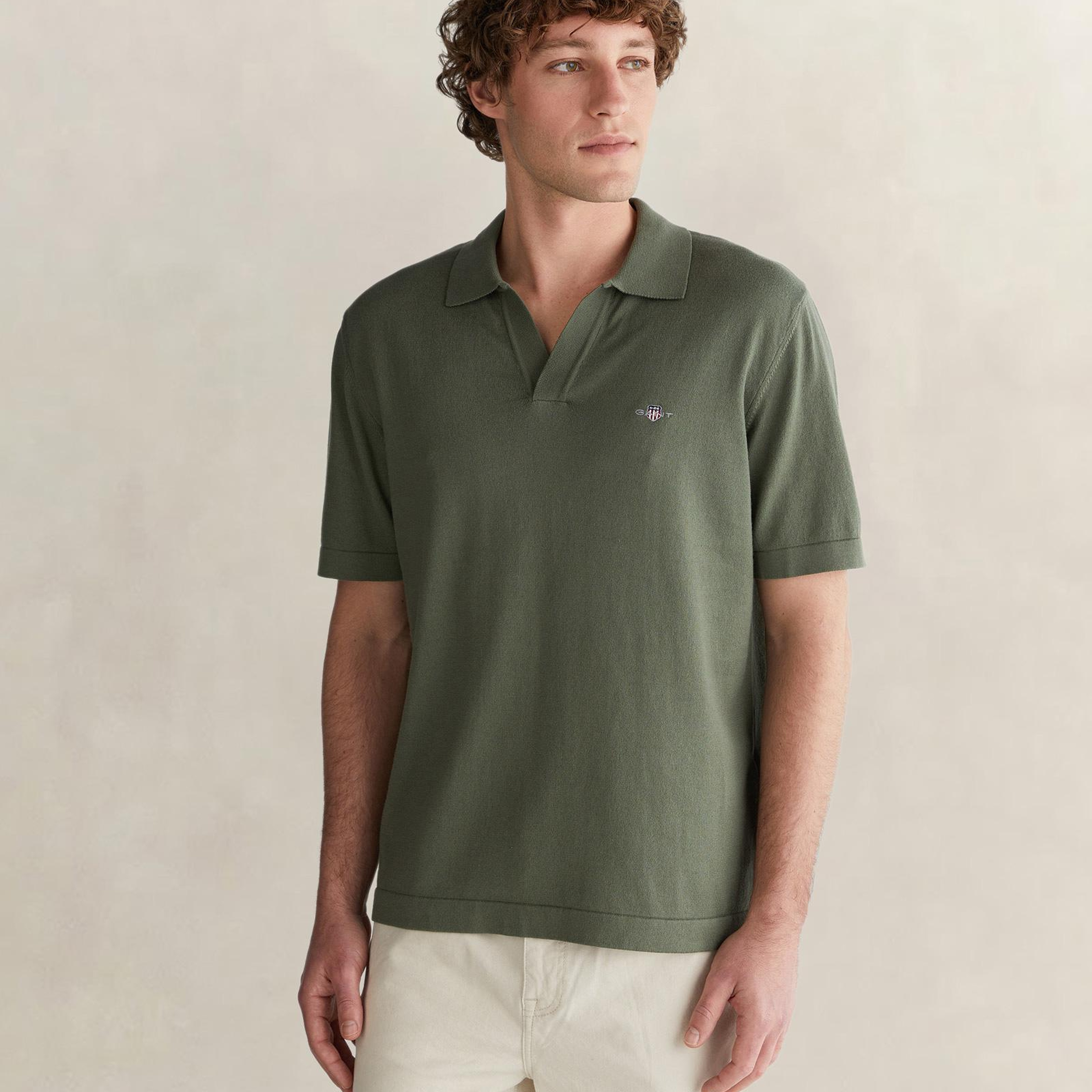 GANT Erkek Yeşil Regular Fit Polo Yaka Kısa Kollu Triko