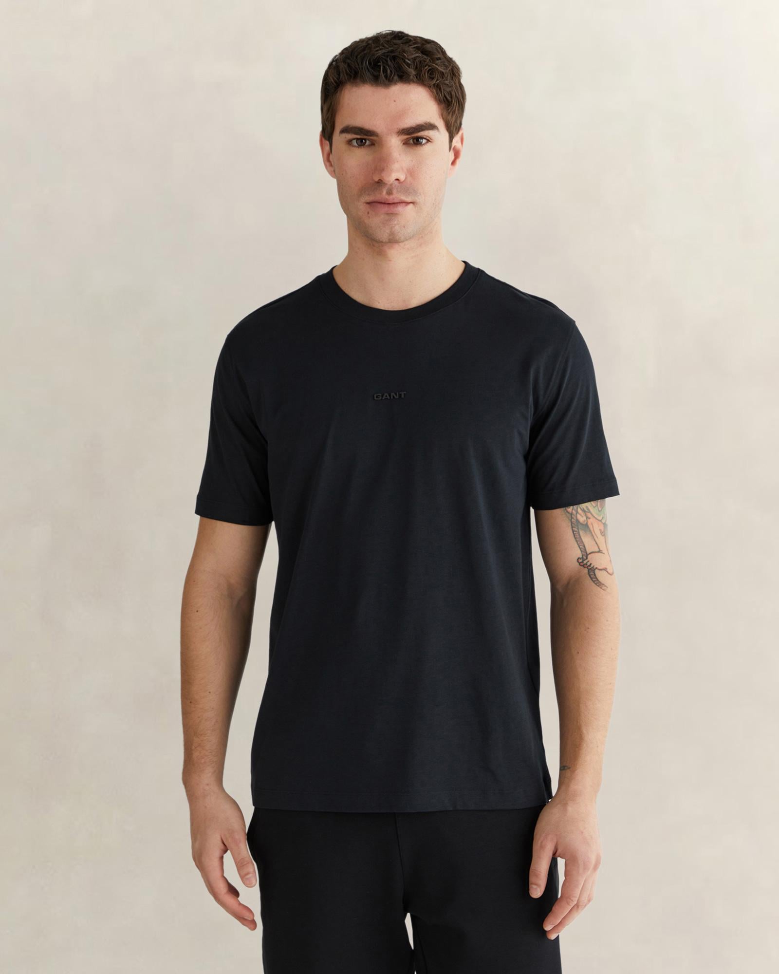 GANT Erkek Siyah Kısa Kollu T-Shirt