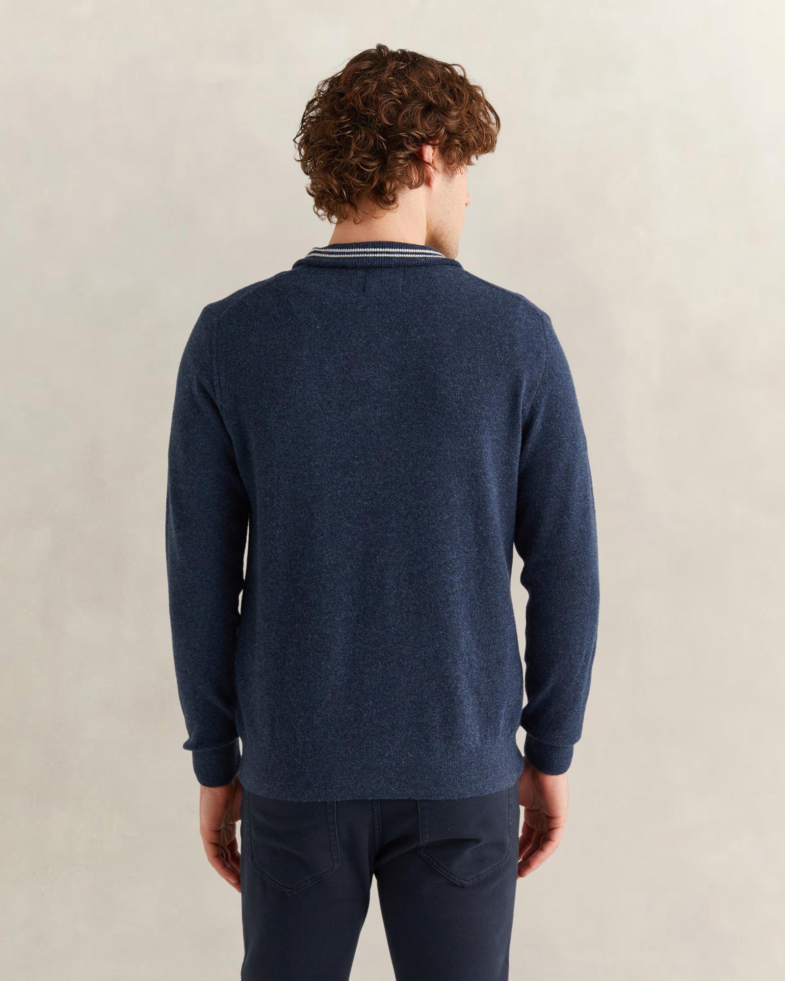 GANT Erkek Lacivert Regular Fit Yarım Fermuarlı Yün Kazak
