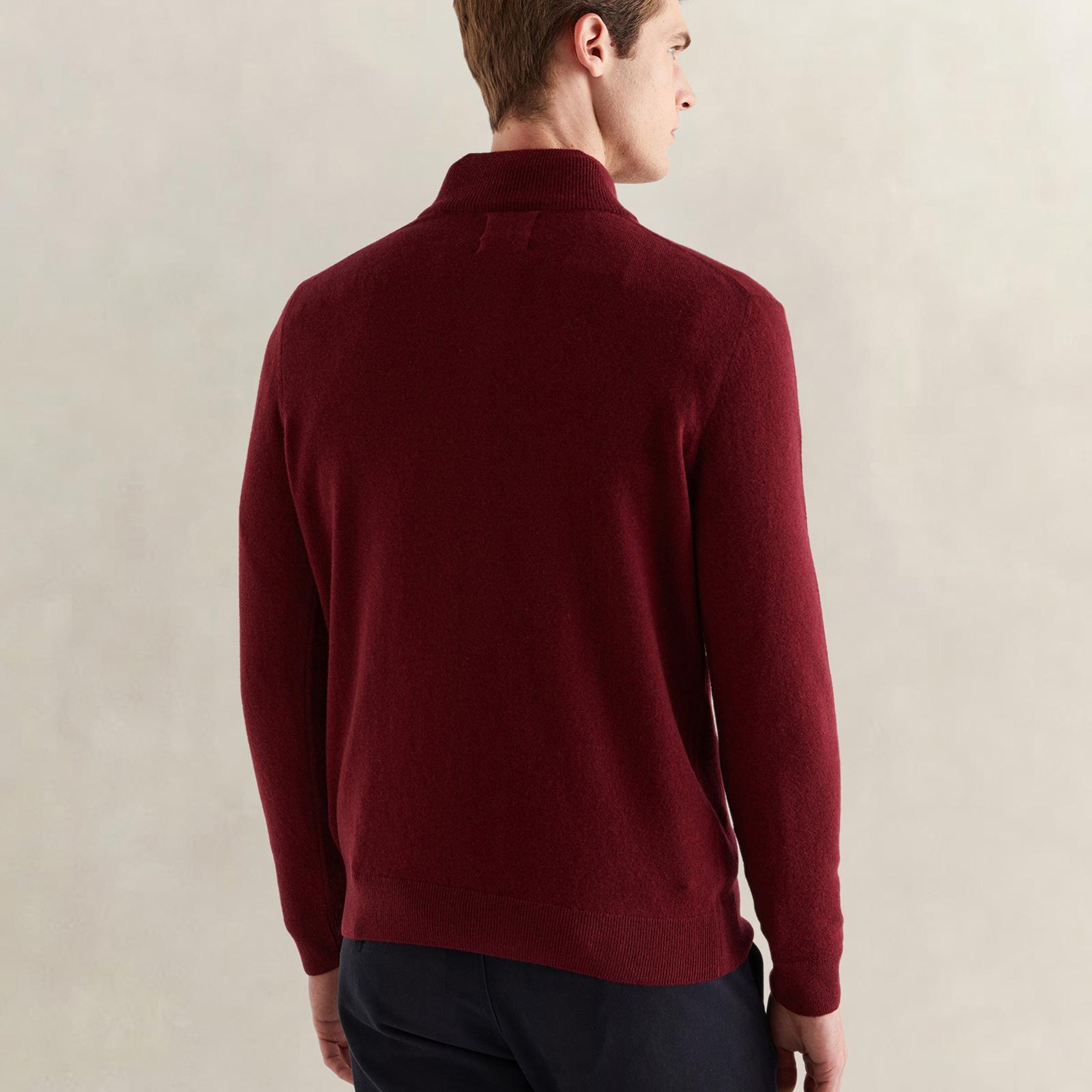 GANT Erkek Bordo Regular Fit Yarım Fermuarlı Yün Kazak