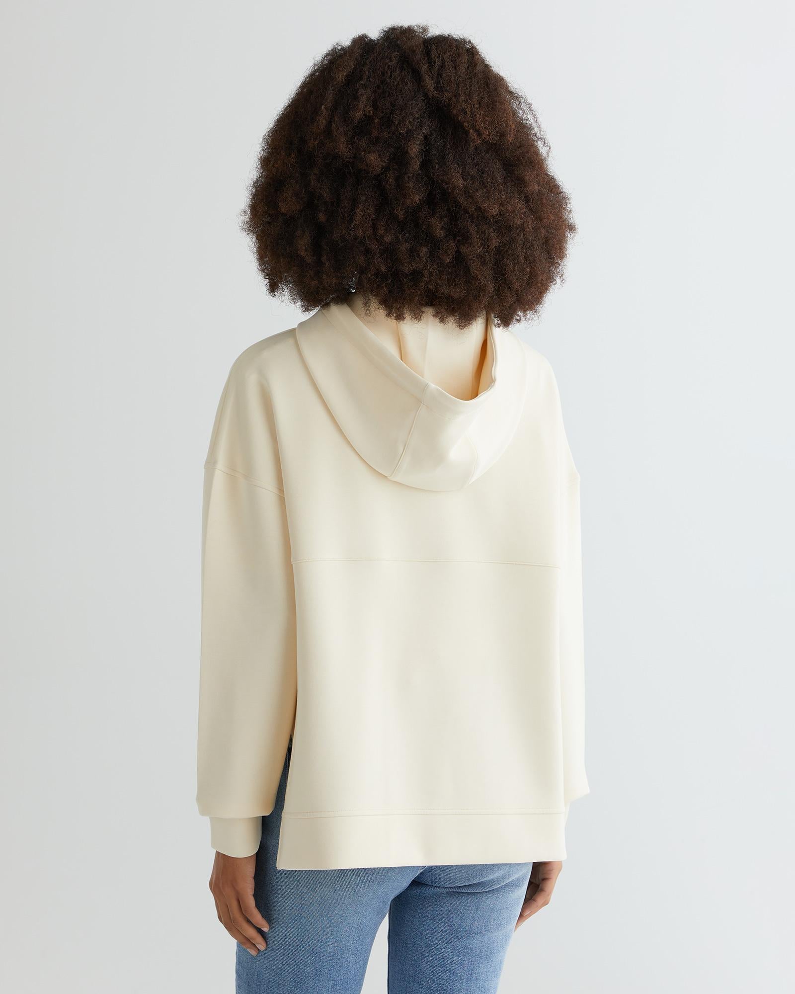 GANT Kadın Krem Oversize Fit Kapüşonlu Logolu Sweatshirt