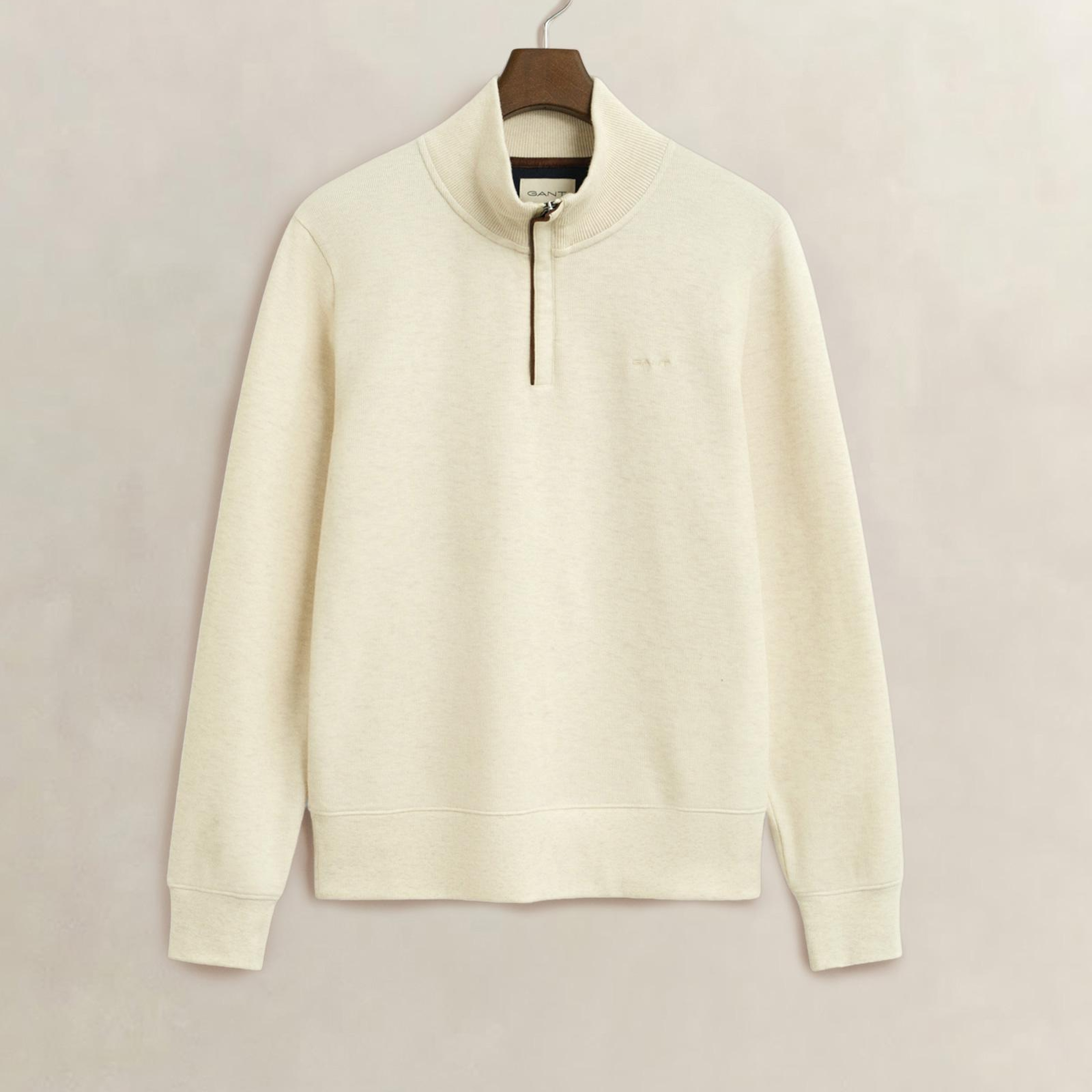 GANT Erkek Krem Regular Fit Yarım Fermuarlı Sweatshirt