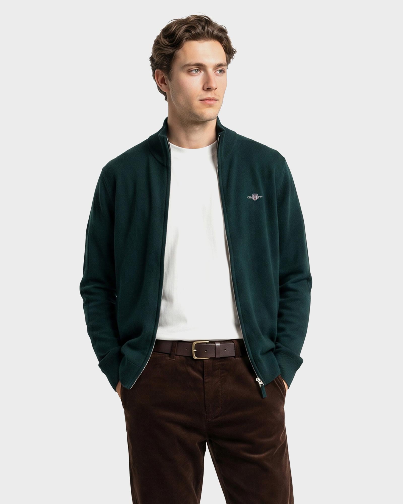 GANT Erkek Yeşil Regular Fit  Yün Hırka
