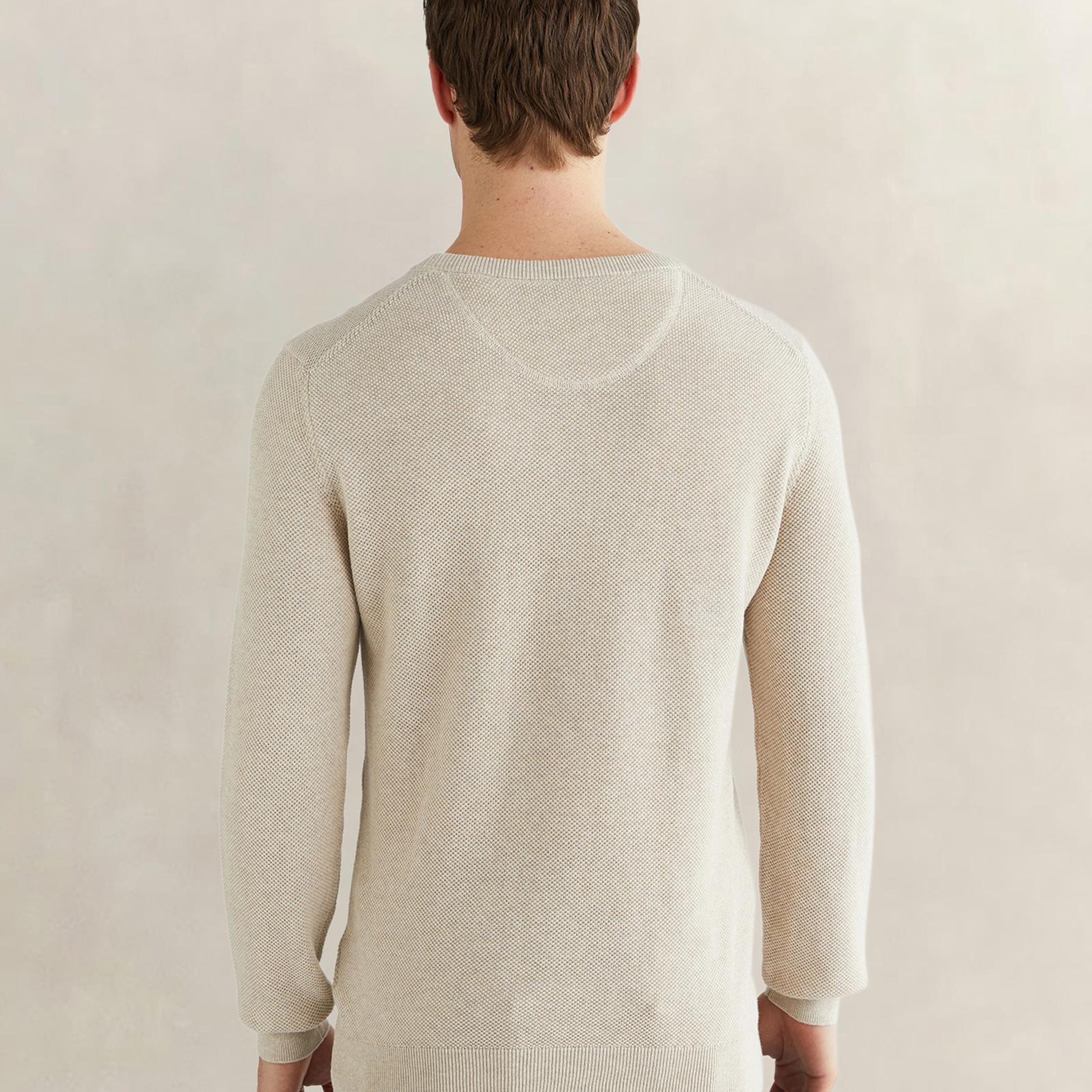 GANT Erkek Bej Regular Fit Bisiklet Yaka Triko