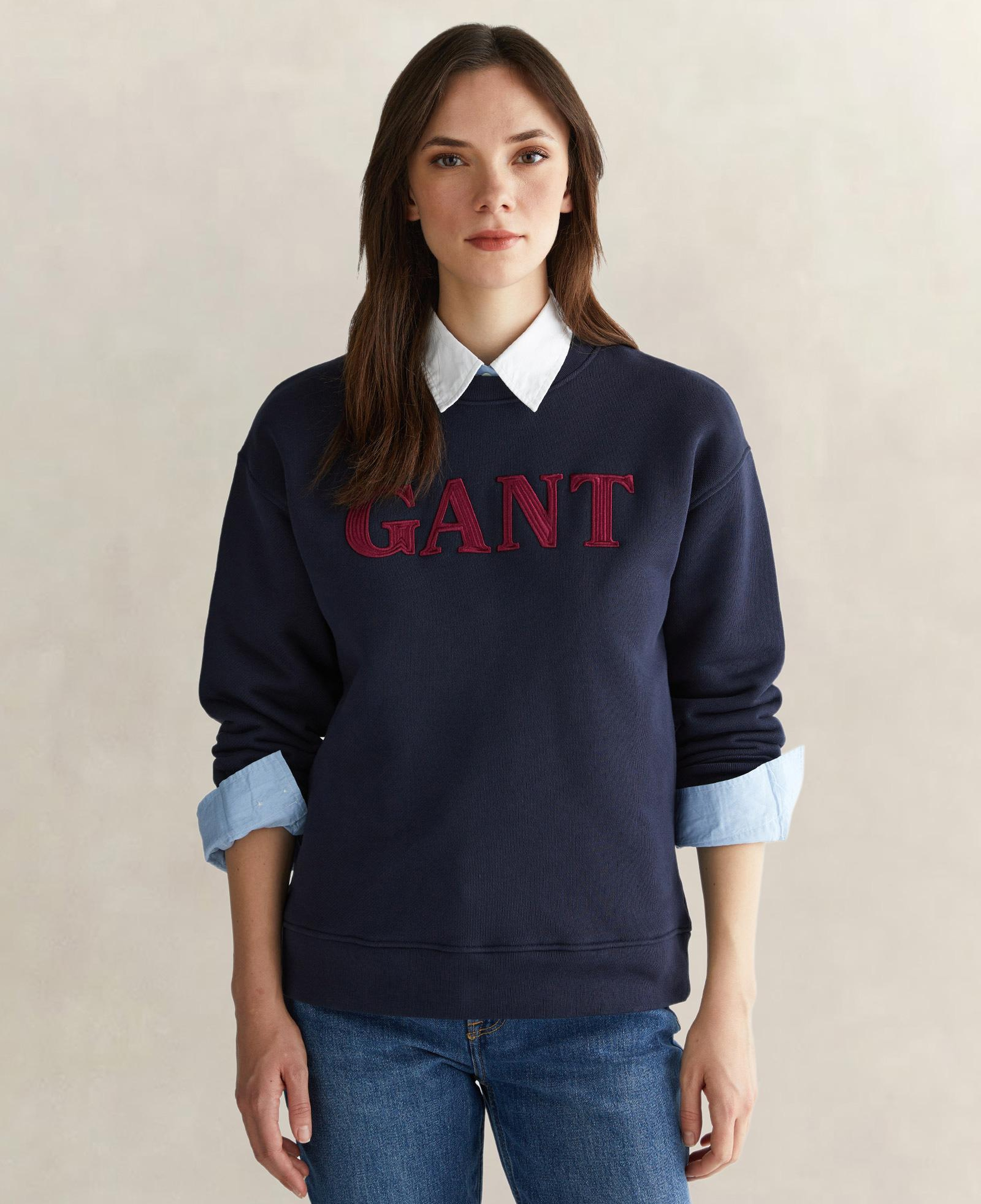 GANT Kadın Lacivert Relaxed Fit Bisiklet Yaka Sweatshirt