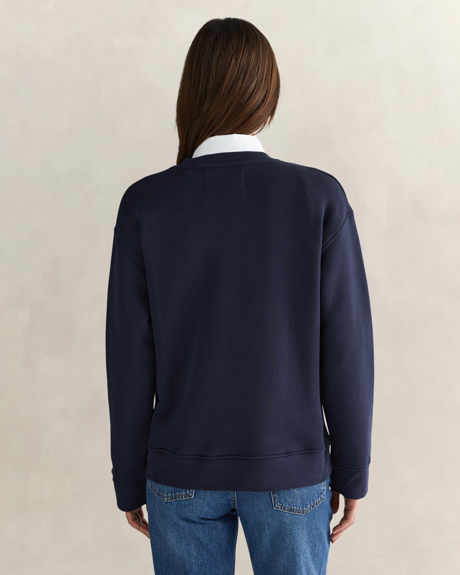 GANT Kadın Lacivert Relaxed Fit Bisiklet Yaka Sweatshirt