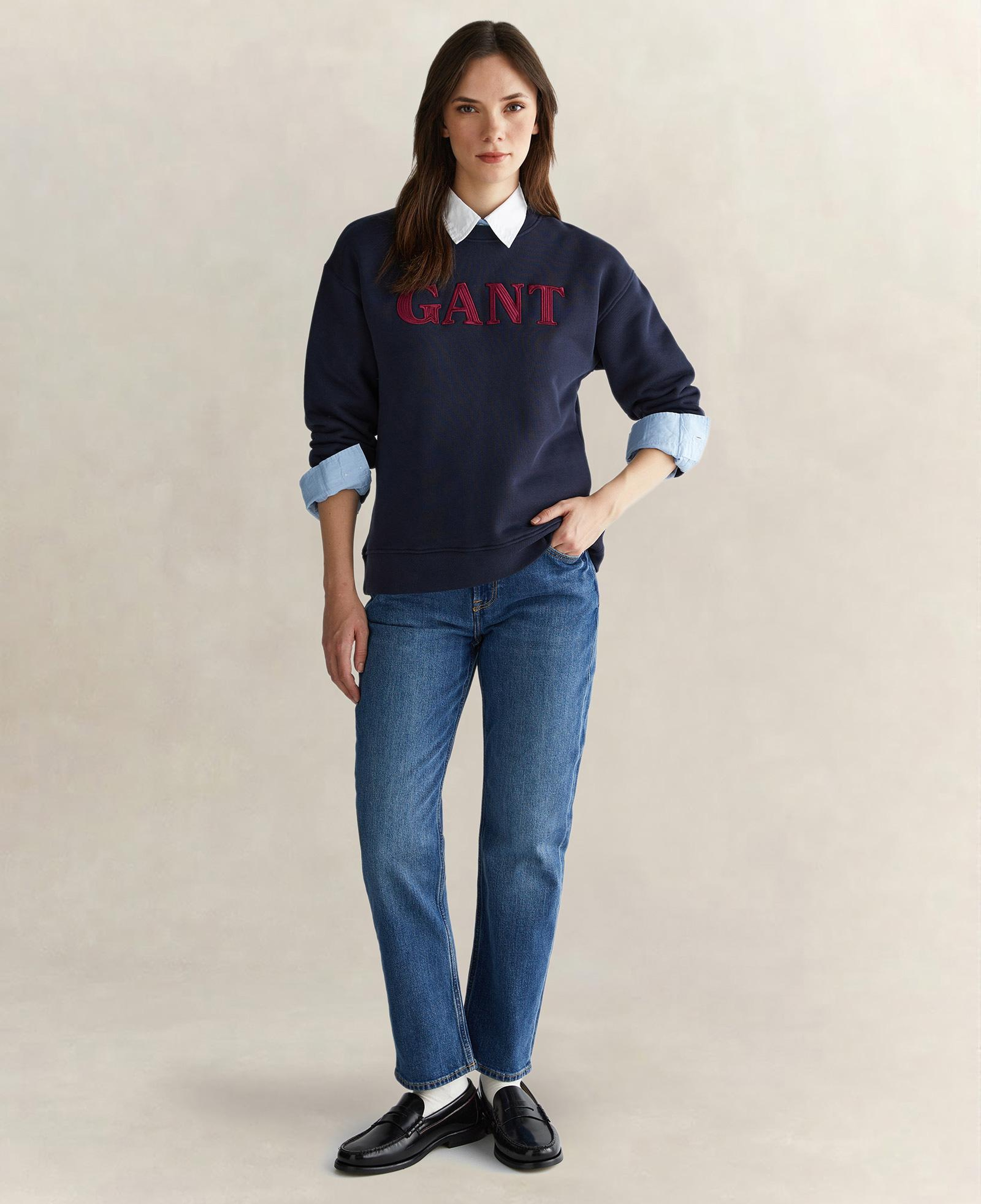 GANT Kadın Lacivert Relaxed Fit Bisiklet Yaka Sweatshirt
