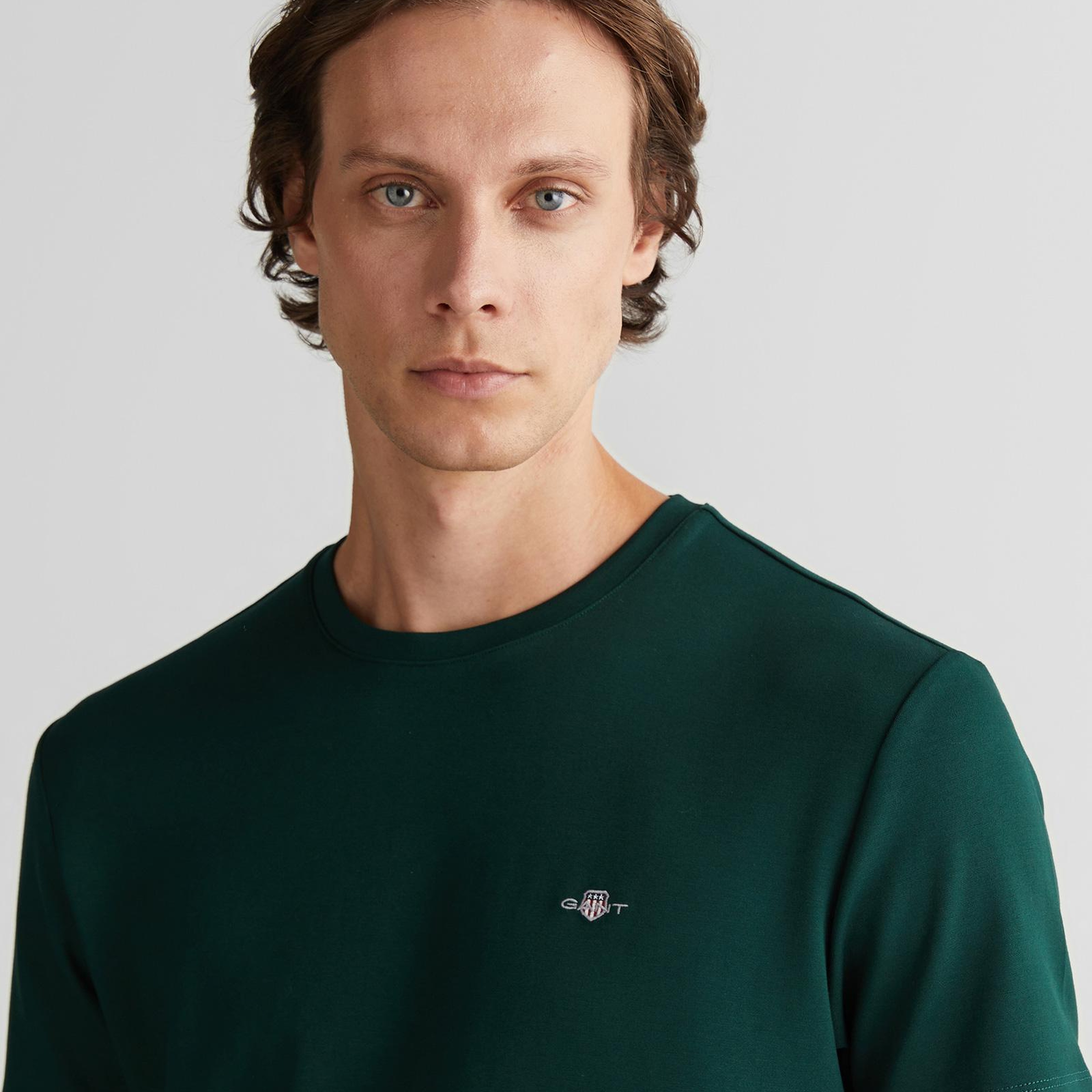 GANT Erkek Yeşil Regular Fit Bisiklet Yaka T-Shirt