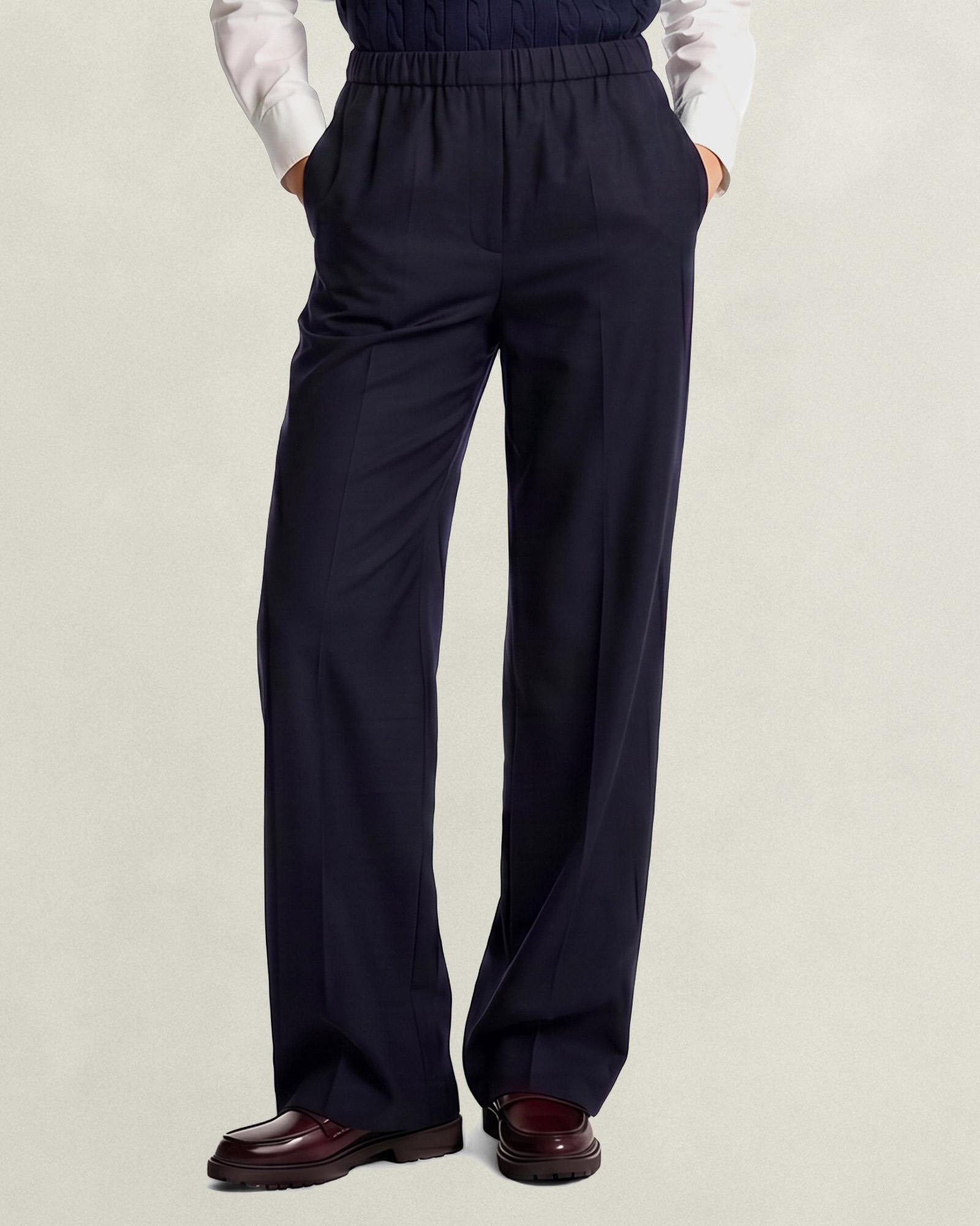 GANT Kadın Lacivert Relaxed Fit Yün Pantolon