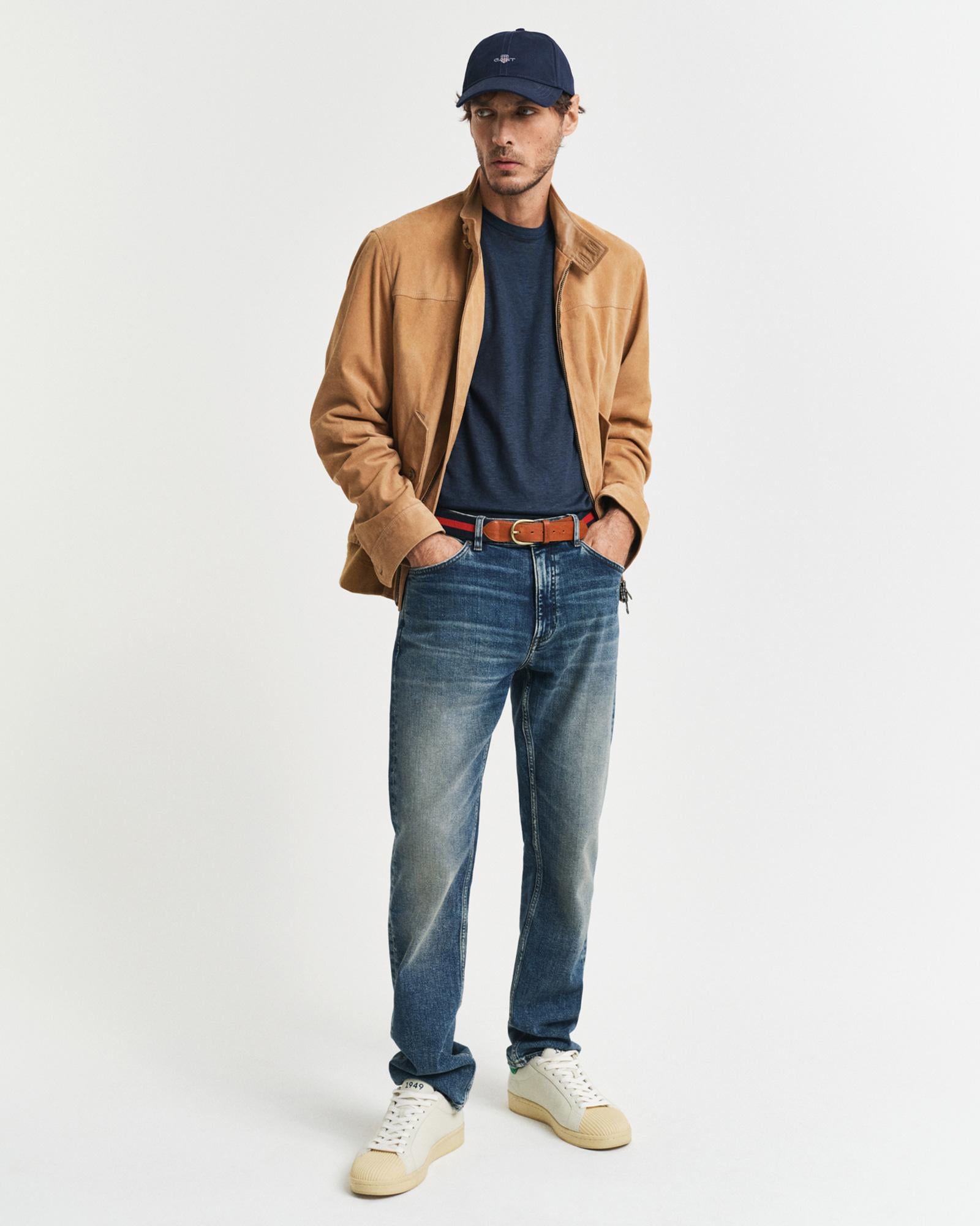 GANT Erkek Lacivert Regular Fit Bisiklet Yaka T-Shirt