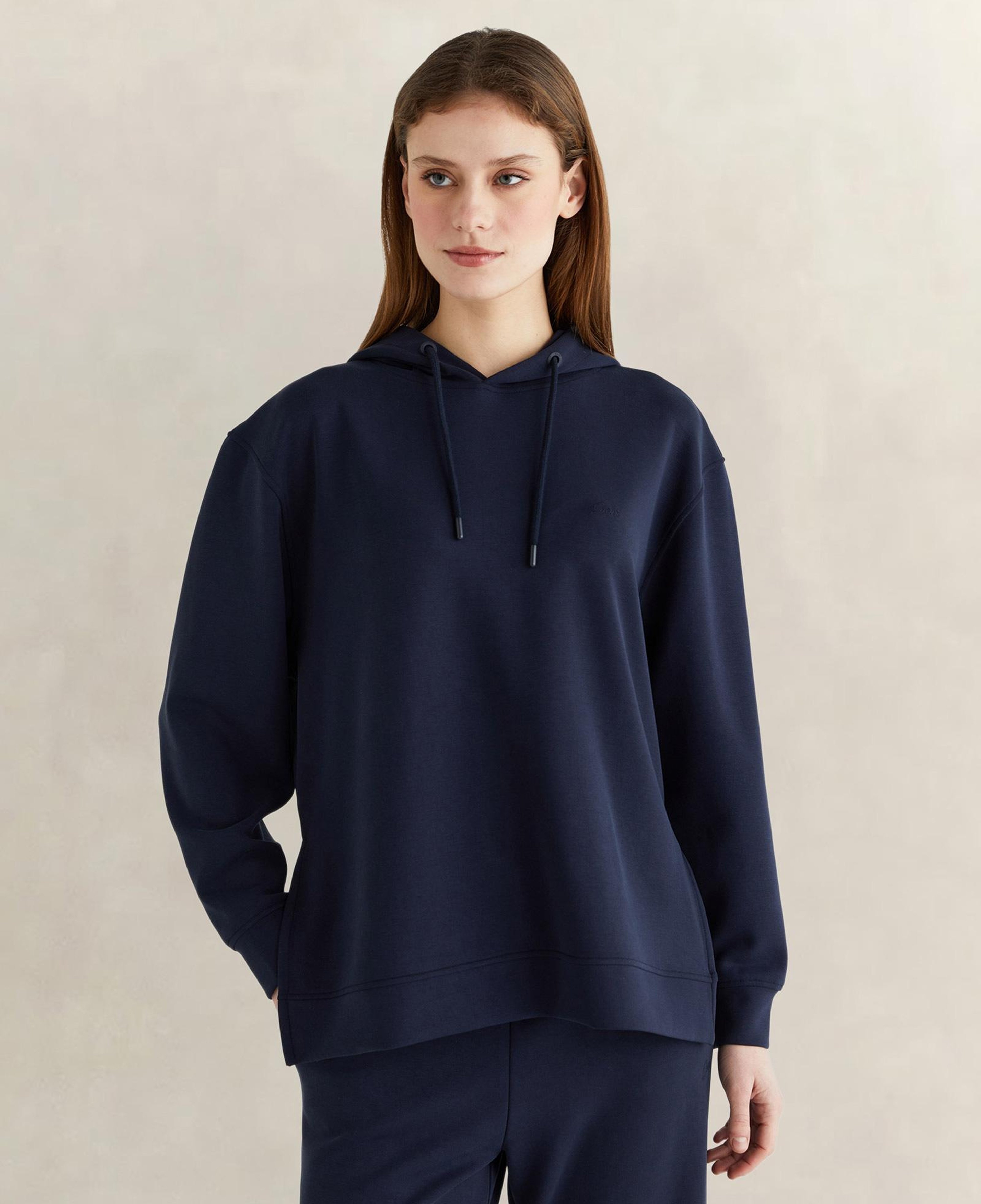 GANT Kadın Lacivert Oversize Fit Kapüşonlu Sweatshirt