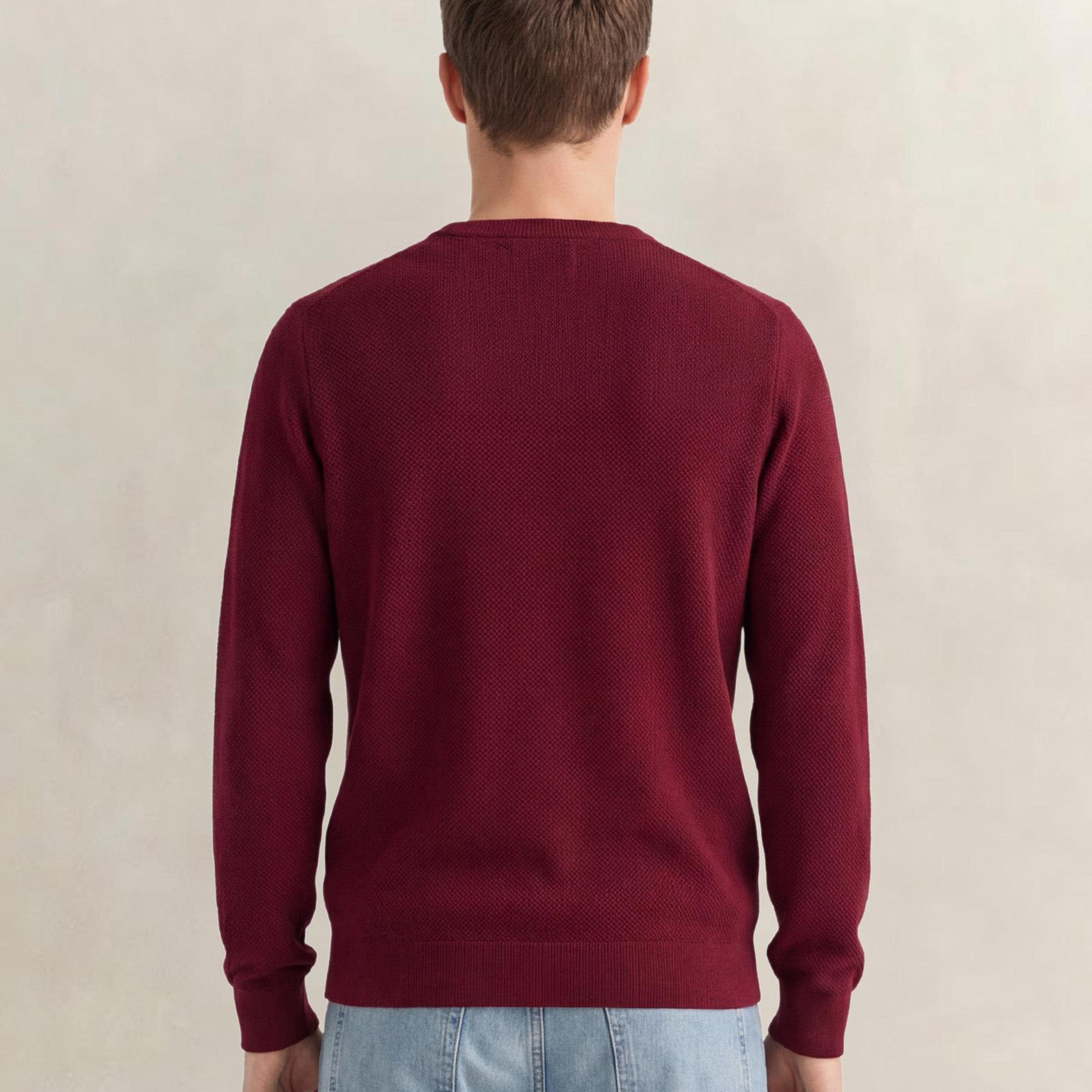 GANT Erkek Bordo Regular Fit Bisiklet Yaka Kazak