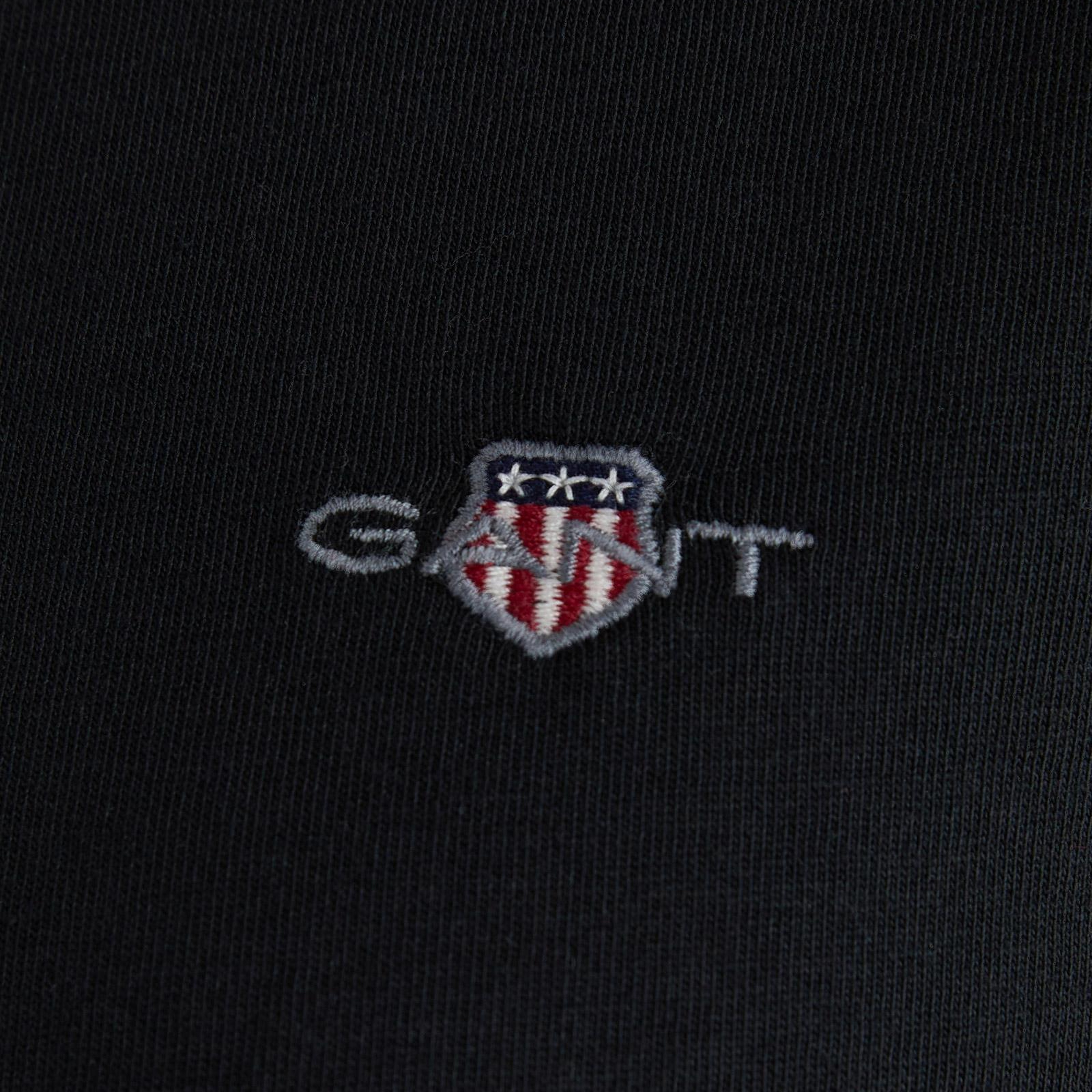 GANT Kadın Siyah Bisiklet Yaka Regular Fit Logolu T-Shirt