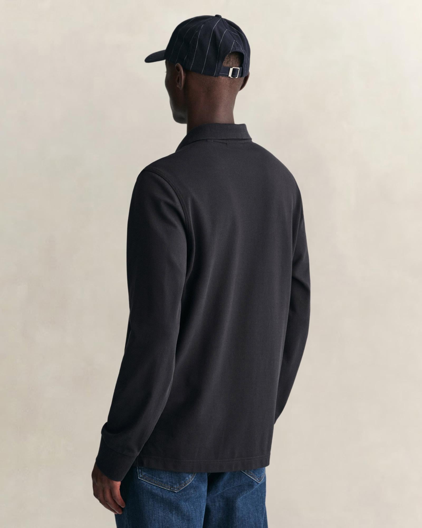 GANT Erkek Siyah Regular Fit Uzun Kollu Polo