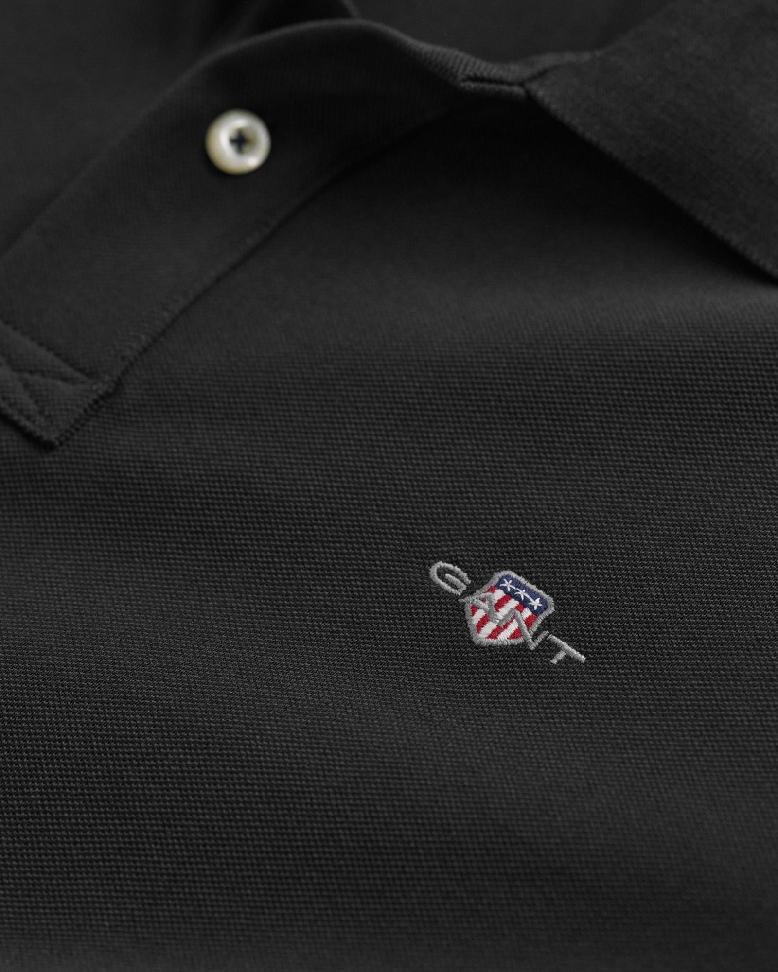 GANT Erkek Siyah Regular Fit Uzun Kollu Polo