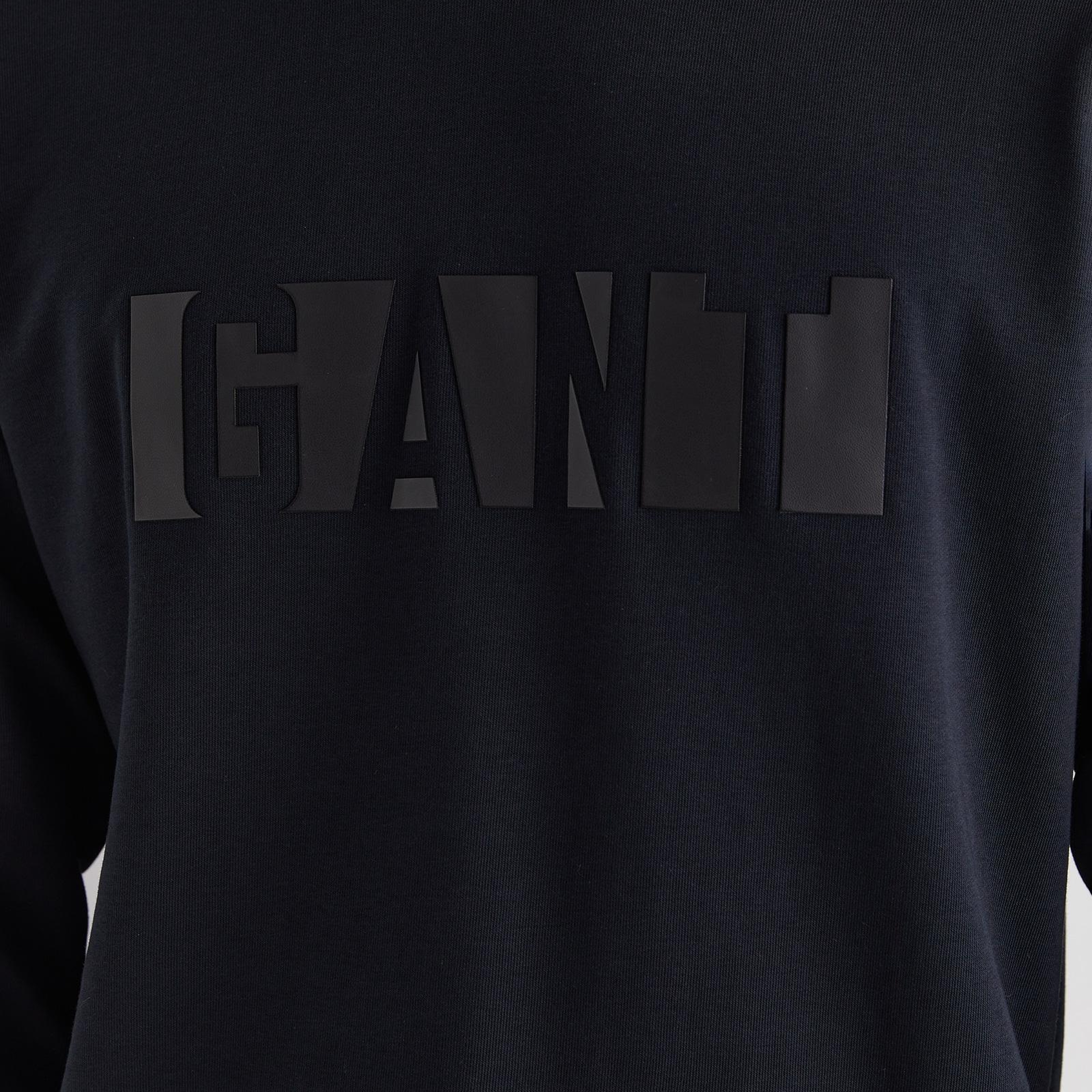 GANT Erkek Siyah Relaxed Fit Bisiklet Yaka Logolu Sweatshirt
