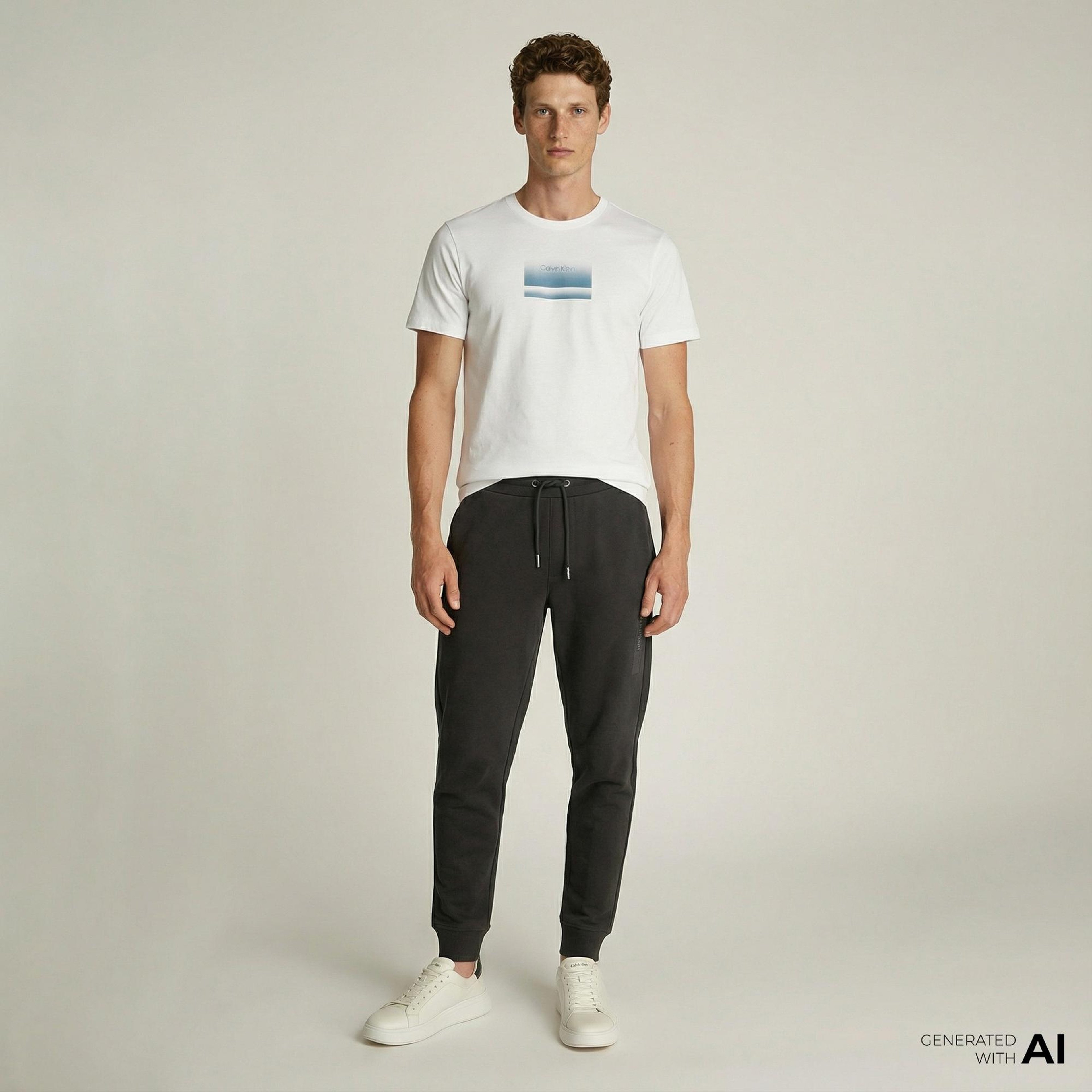 Calvin Klein Structured Embroidery Sweats Erkek Siyah Eşofman Altı