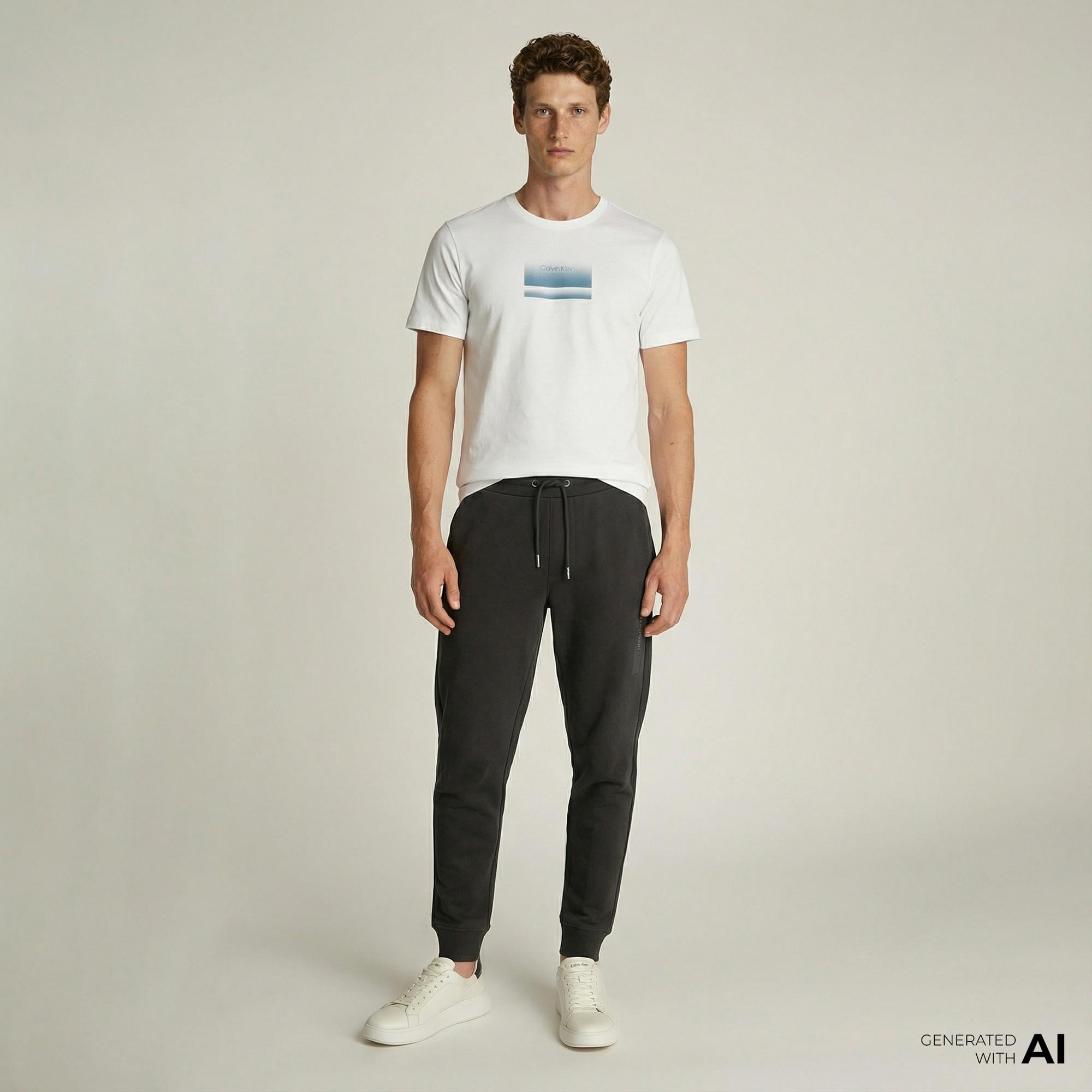 Calvin Klein Structured Embroidery Sweats Erkek Siyah Eşofman Altı