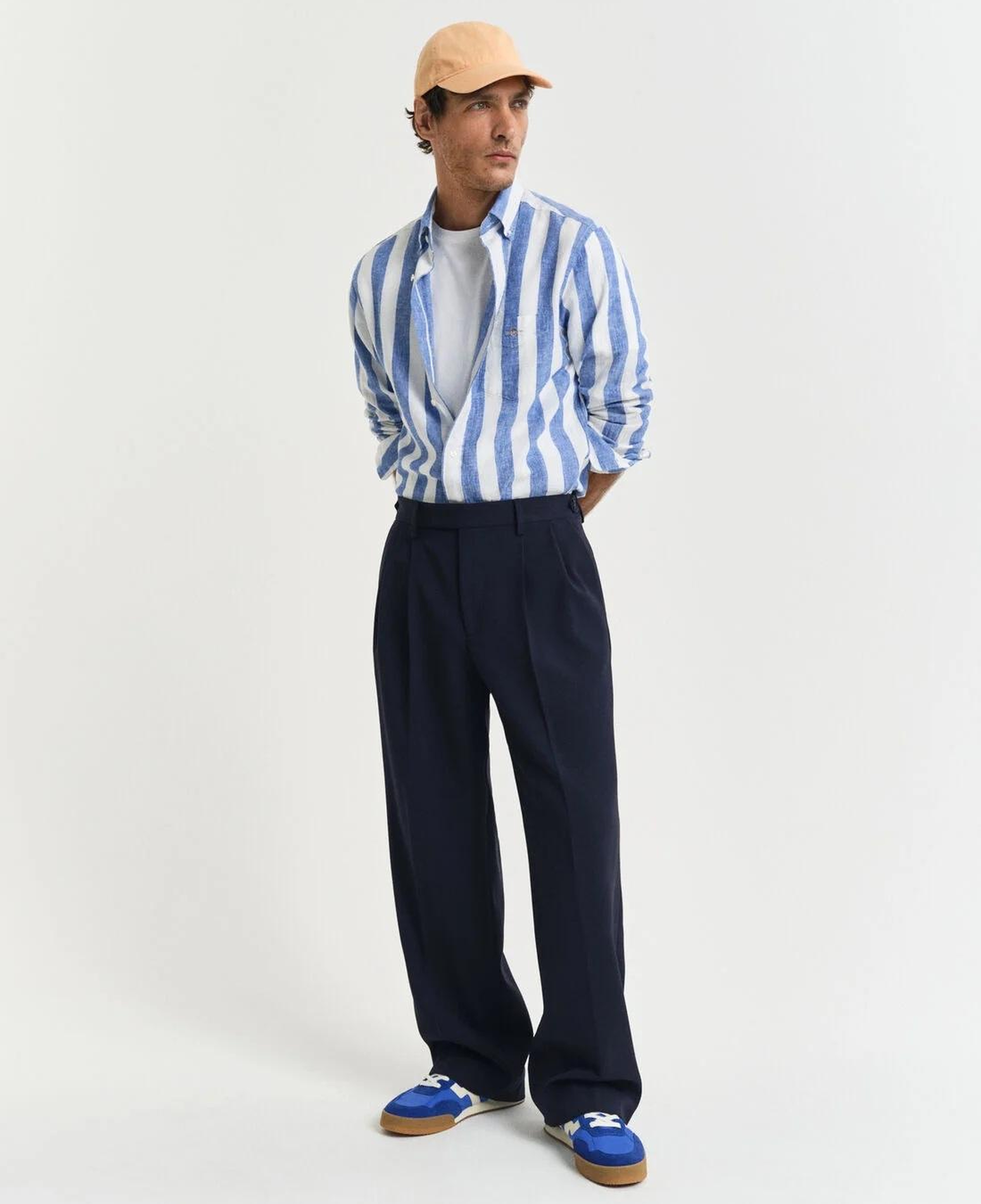 GANT Erkek Mavi Regular Fit Düğmeli Yaka Çizgili Gömlek