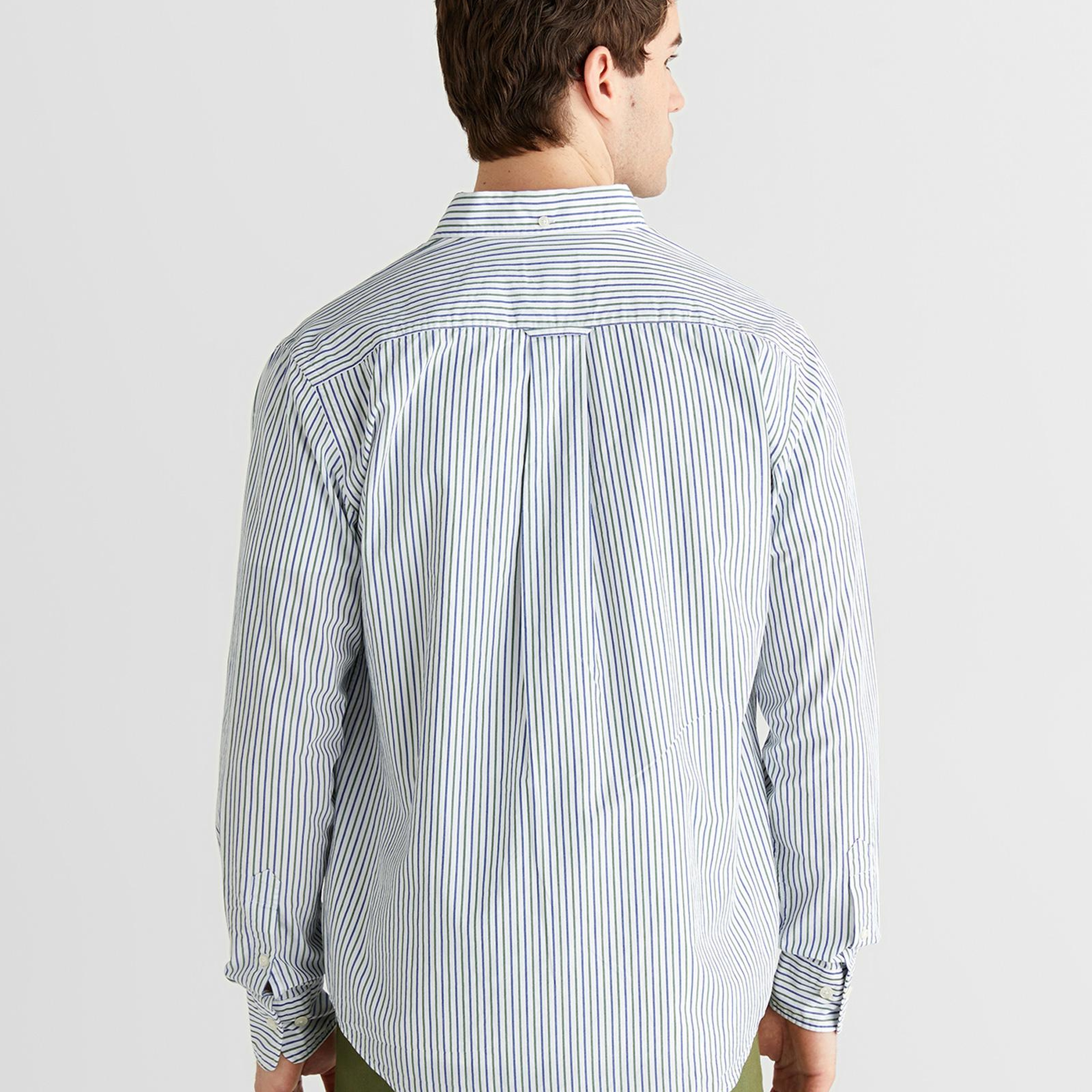 GANT Erkek Mavi Yeşil Çizgili Regular Fit Gömlek