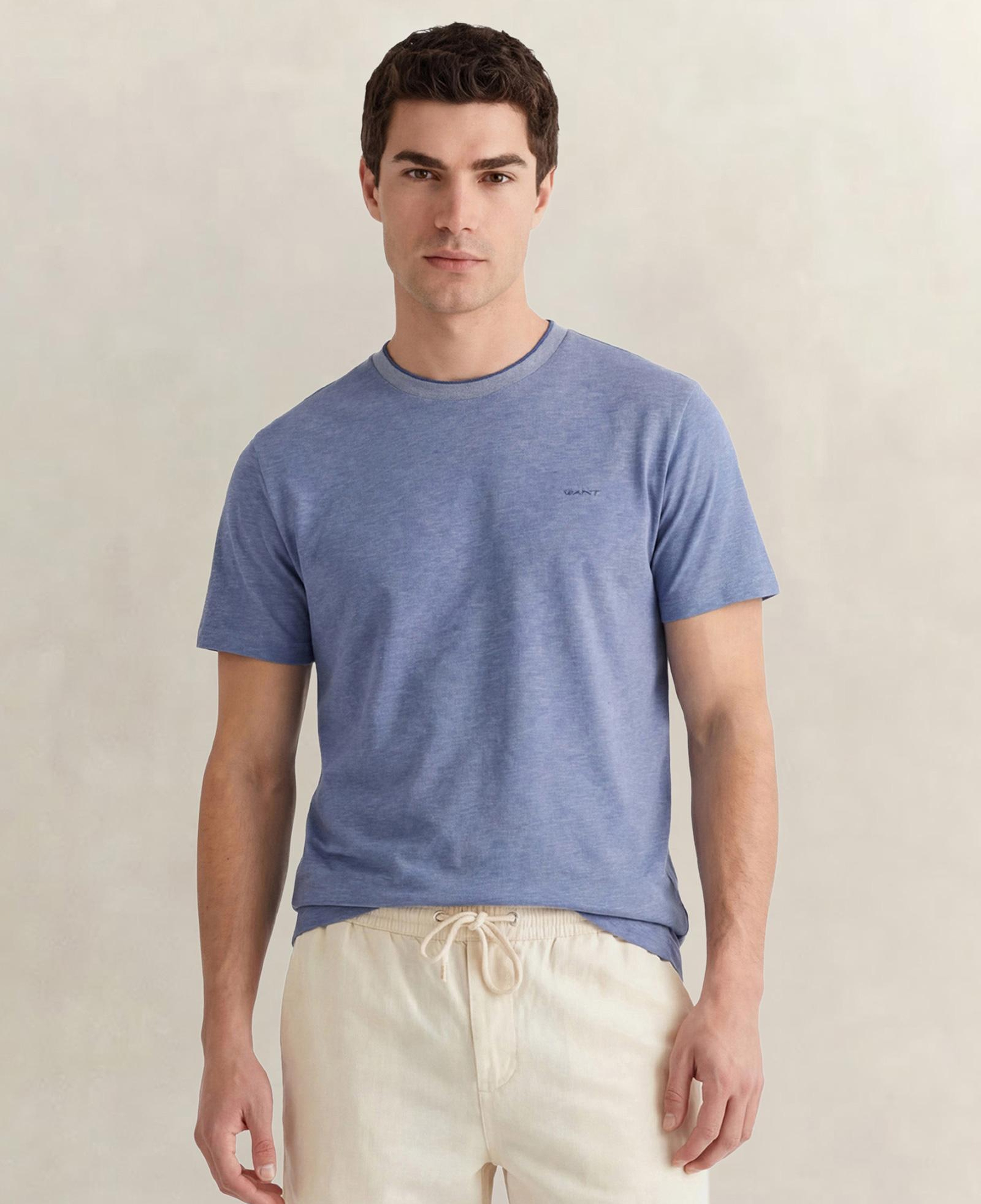 GANT Erkek Mavi Bisiklet Yaka Regular Fit T-Shirt