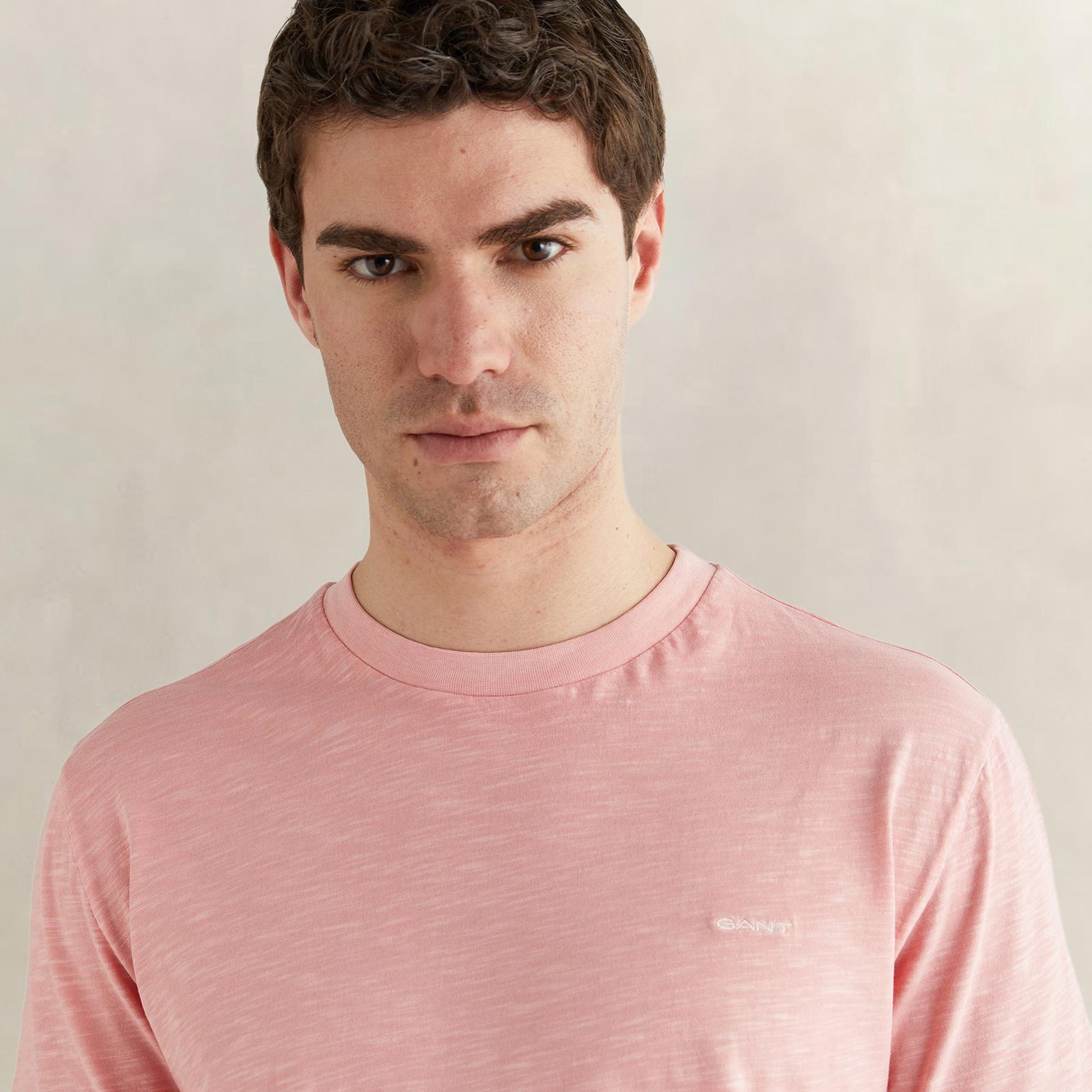 GANT Erkek Pembe Bisiklet Yaka Regular Fit T-Shirt