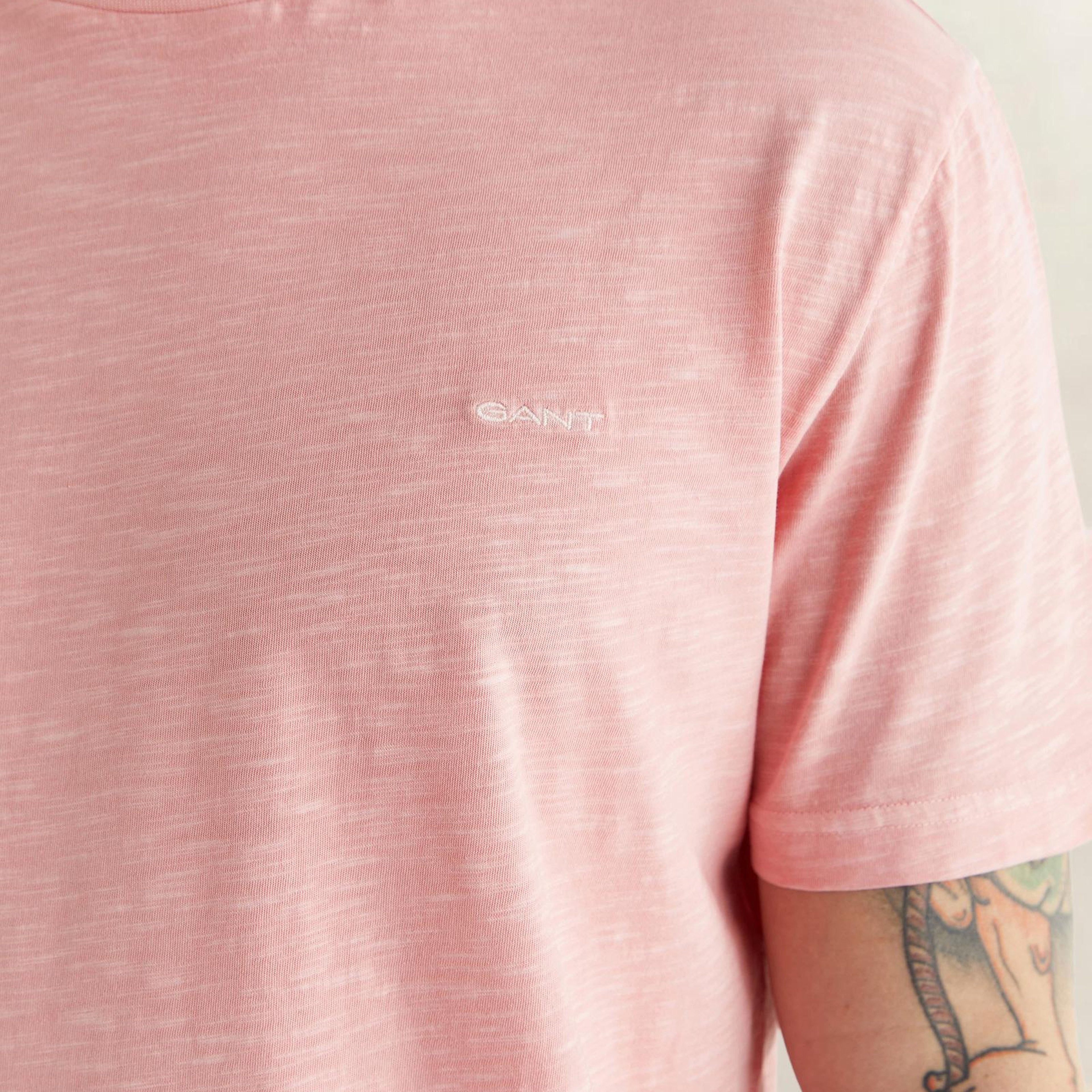 GANT Erkek Pembe Bisiklet Yaka Regular Fit T-Shirt