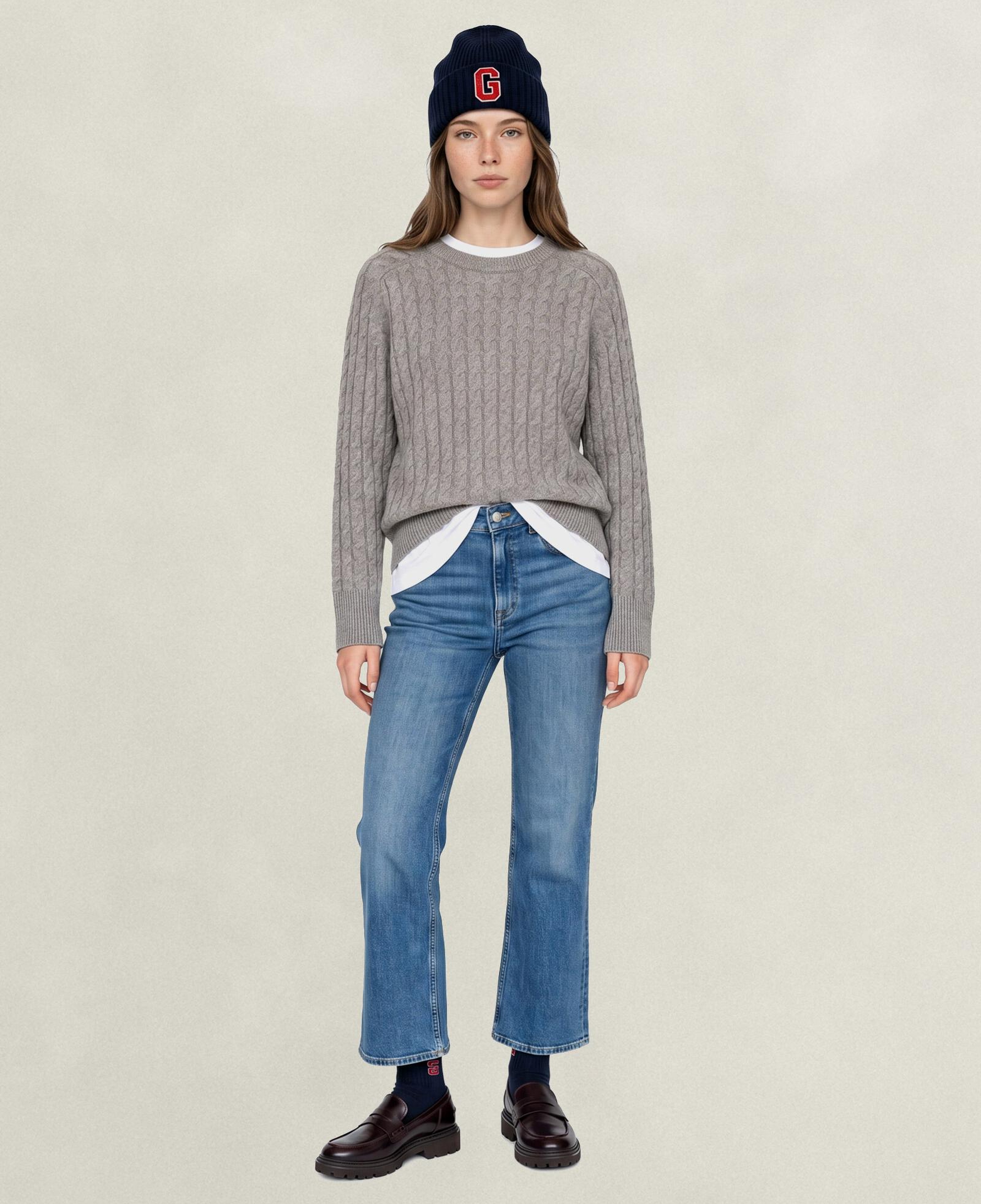 GANT Kadın Bej Relaxed Fit Bisiklet Yaka Triko